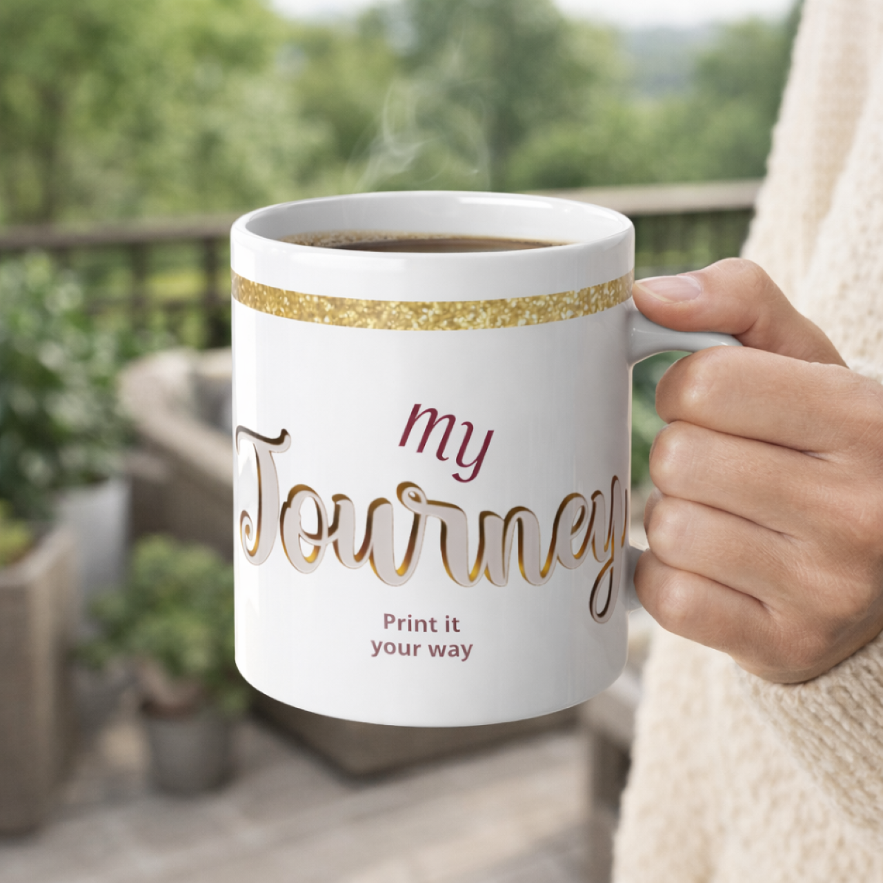 My Journey Gold-Trim Jumbo Mug (20oz) — Personalized Travel Coffee Cup product thumbnail image