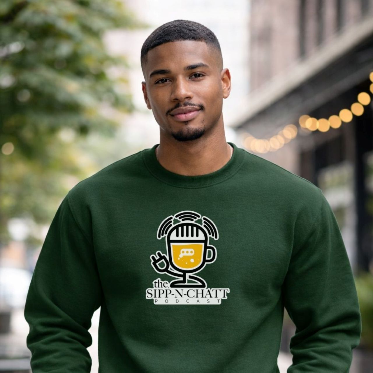 Sipp-N-Chatt-Unisex Crewneck Sweatshirt -Forest Green product thumbnail image Sipp-N-Chatt-Unisex Crewneck Sweatshirt -Forest Green product thumbnail image
