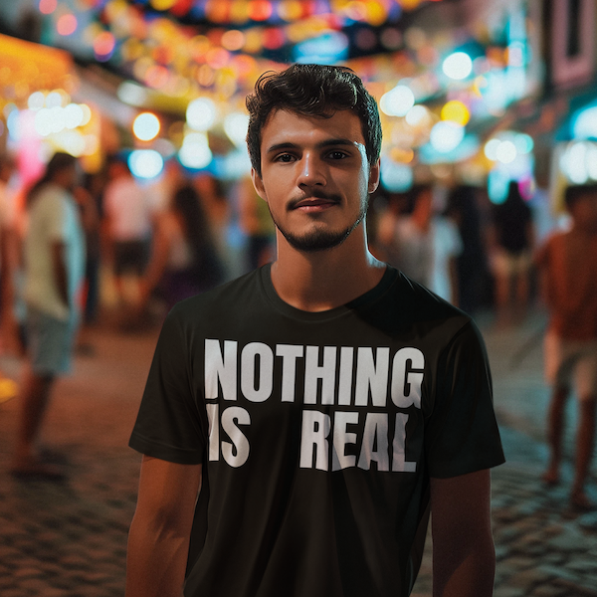 Nothing Is Real, Sarcastic, Relaxed Fit T-Shirt | Minimalist Text Design, Ultra-Soft Cotton Tee product thumbnail image Nothing Is Real, Sarcastic, Relaxed Fit T-Shirt | Minimalist Text Design, Ultra-Soft Cotton Tee product thumbnail image