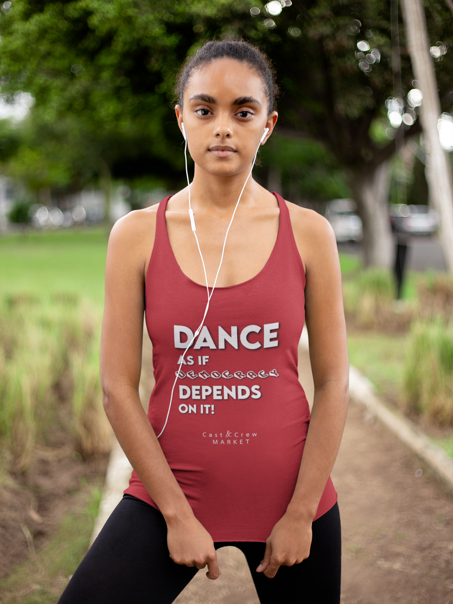 Democracy Dance Tank — “Dance as if Democracy Is on the Line” Women's Racerback Tank