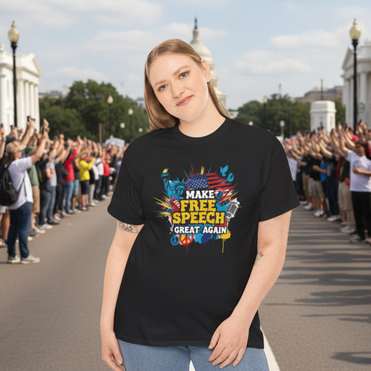 T-Shirt — "Make Free Speech Great Again" Colorful Graphic Tee