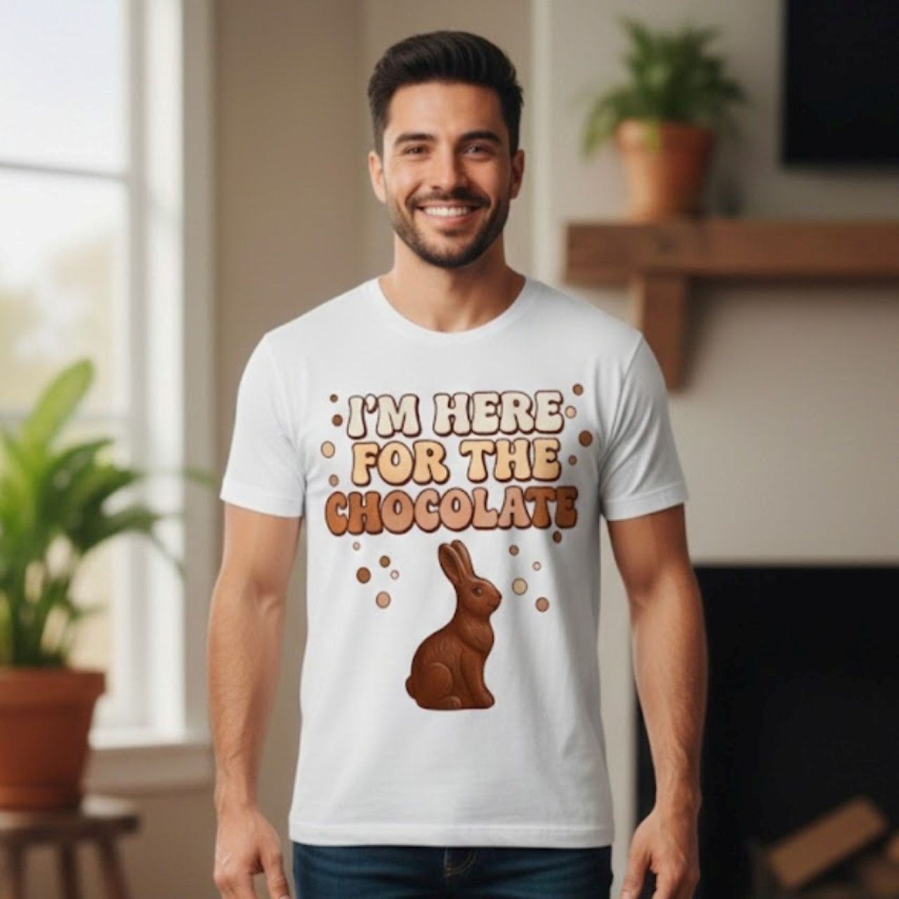 I'M HERE FOR THE CHOCOLATE Size T-Shirt — Funny EASTER Tee product thumbnail image