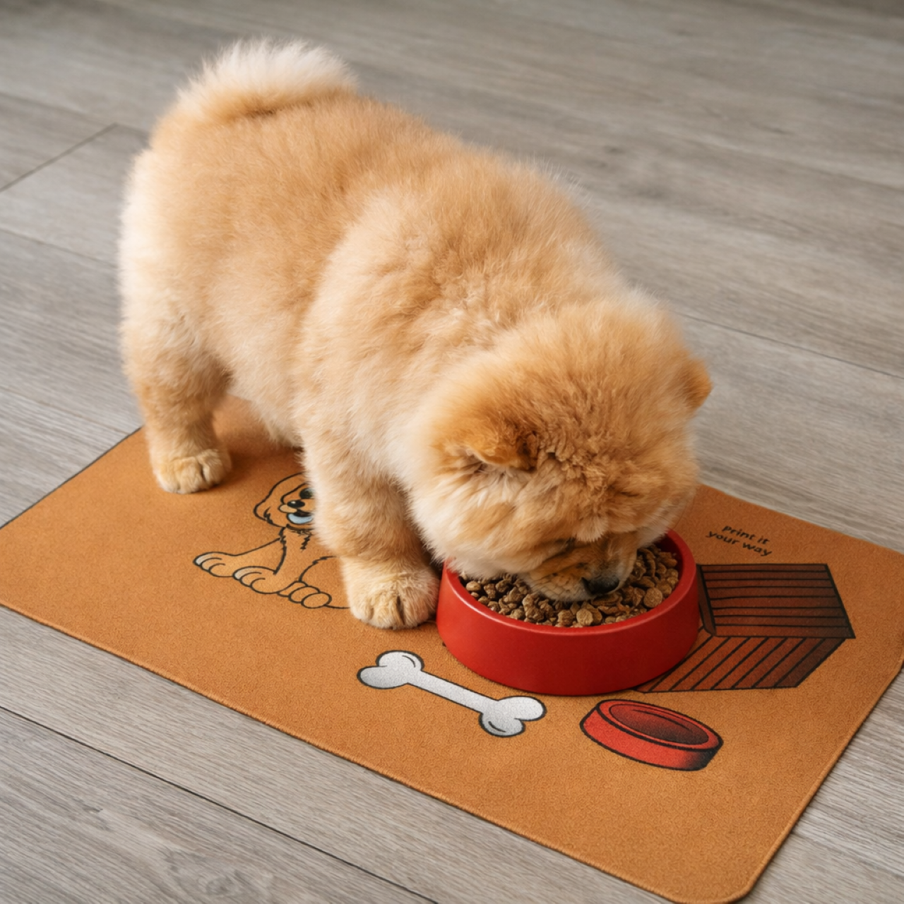 Personalized doggie mat; Chow Puppy Pet Food Mat (12x18); relax area mat. product thumbnail image Personalized doggie mat; Chow Puppy Pet Food Mat (12x18); relax area mat. product thumbnail image