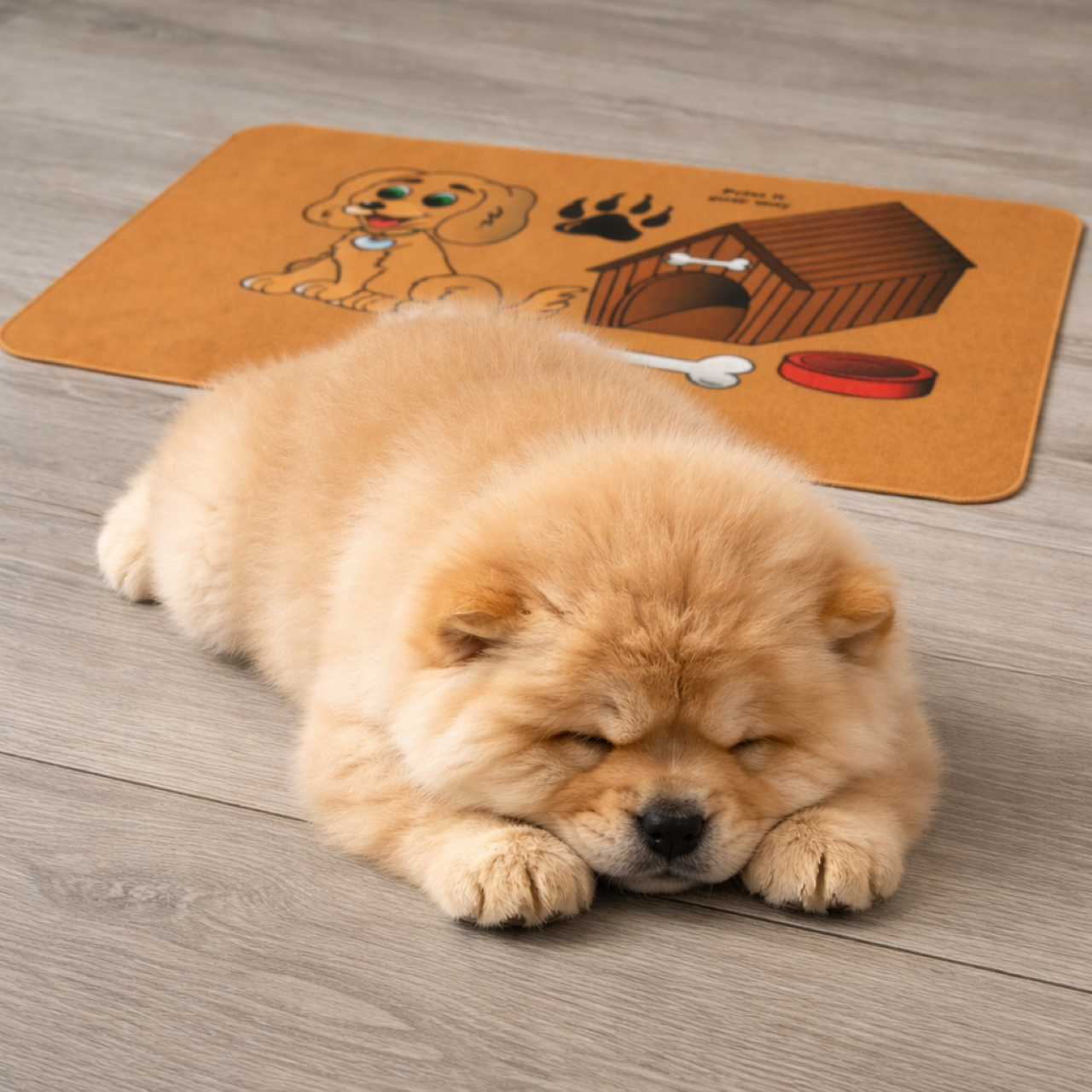 Personalized doggie mat; Chow Puppy Pet Food Mat (12x18); relax area mat. product thumbnail image Personalized doggie mat; Chow Puppy Pet Food Mat (12x18); relax area mat. product thumbnail image