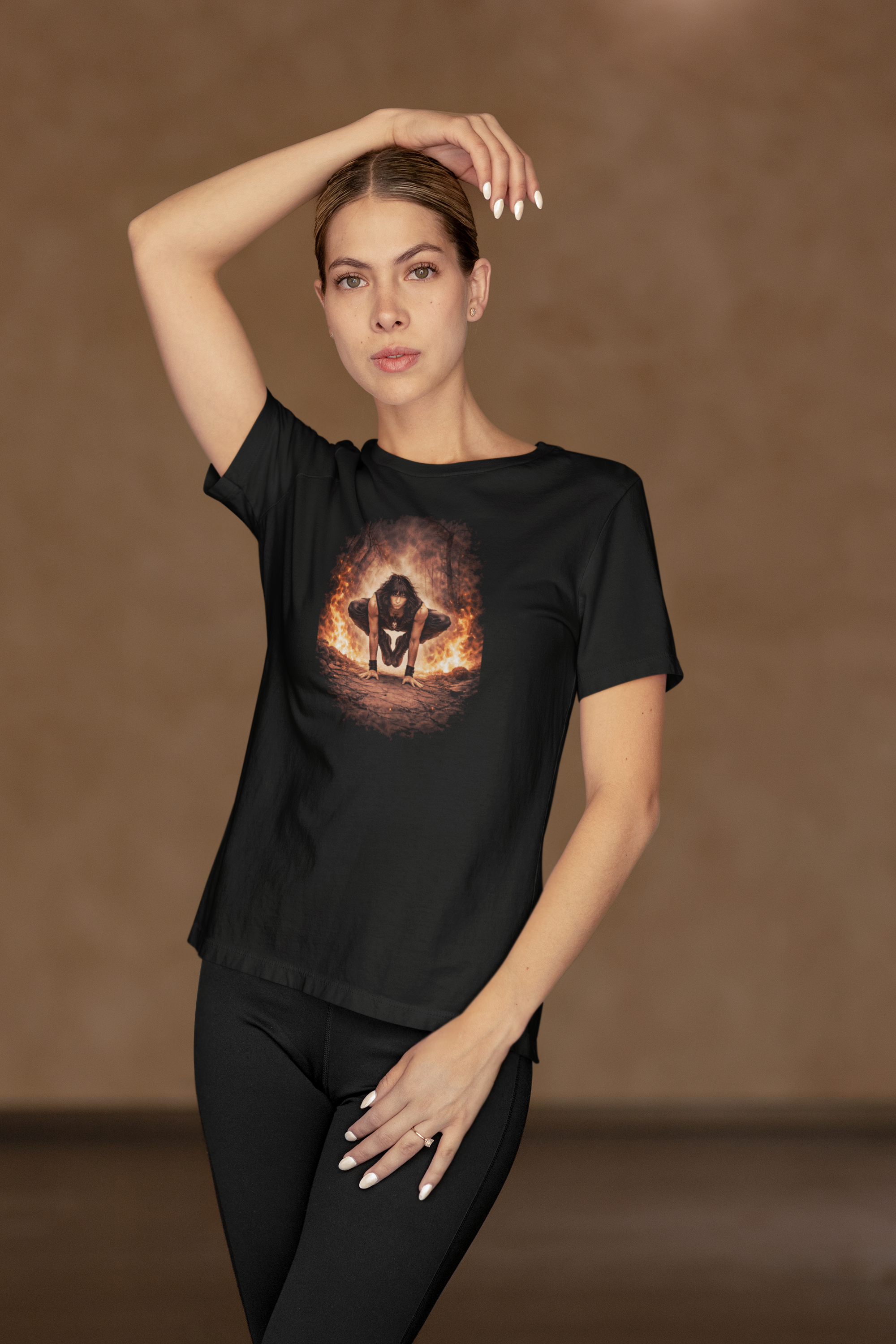 Bakasana Crow Pose Metal Yoga Shirt  Focused Balance in Fire product thumbnail image
