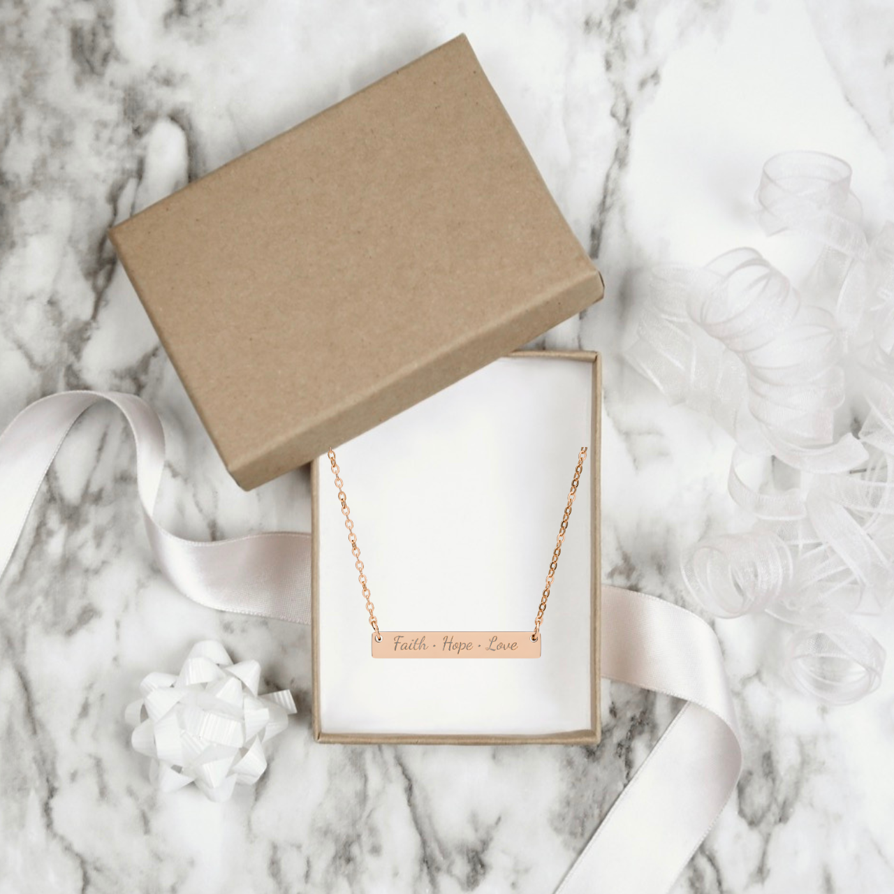 Faith Hope Love Christian Bar Necklace | Engraved Stainless Steel Faith Jewelry Gift product thumbnail image Faith Hope Love Christian Bar Necklace | Engraved Stainless Steel Faith Jewelry Gift product thumbnail image