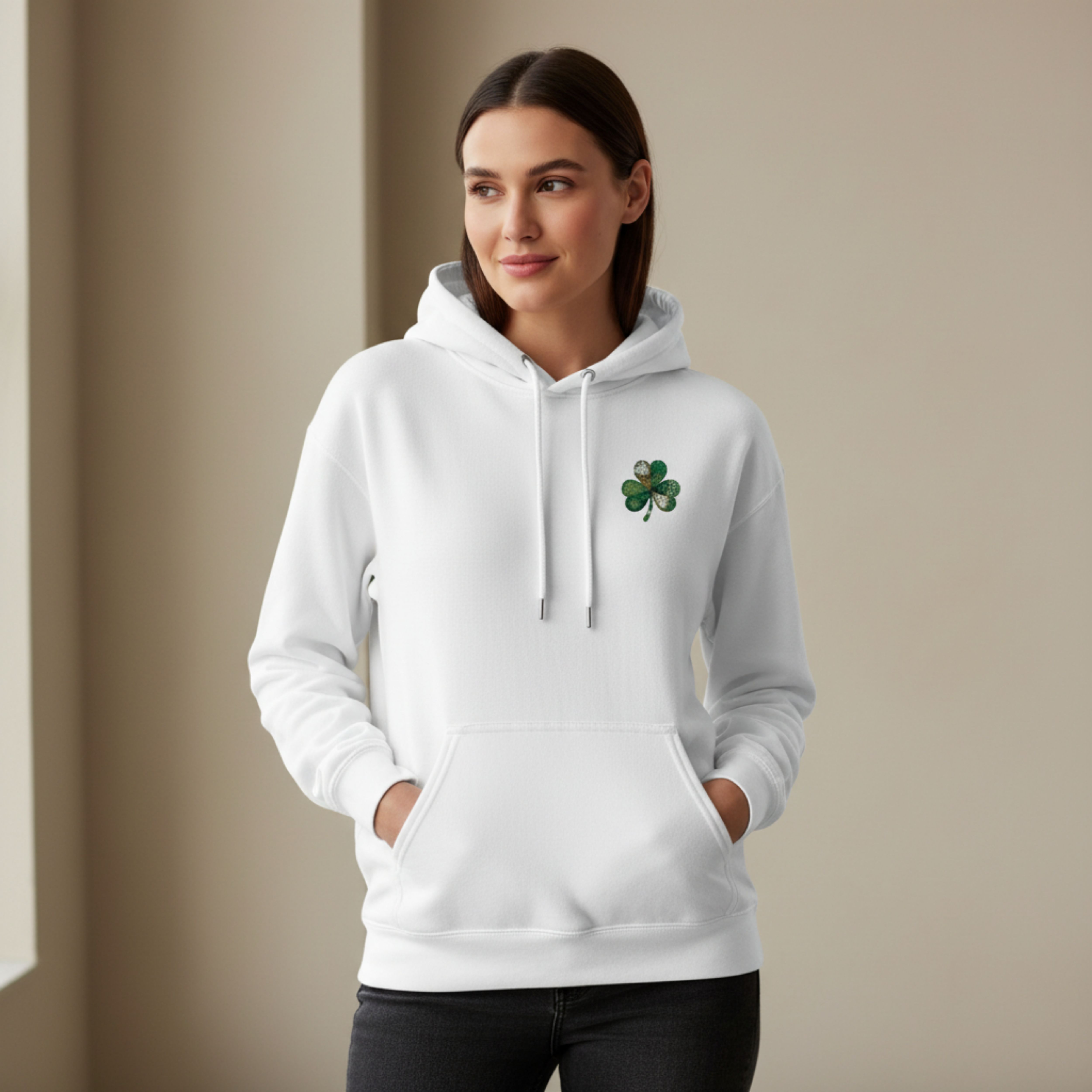 St. Patrick's Shamrock Hoodie - Small Lucky Clover Graphic Sweatshirt product thumbnail image