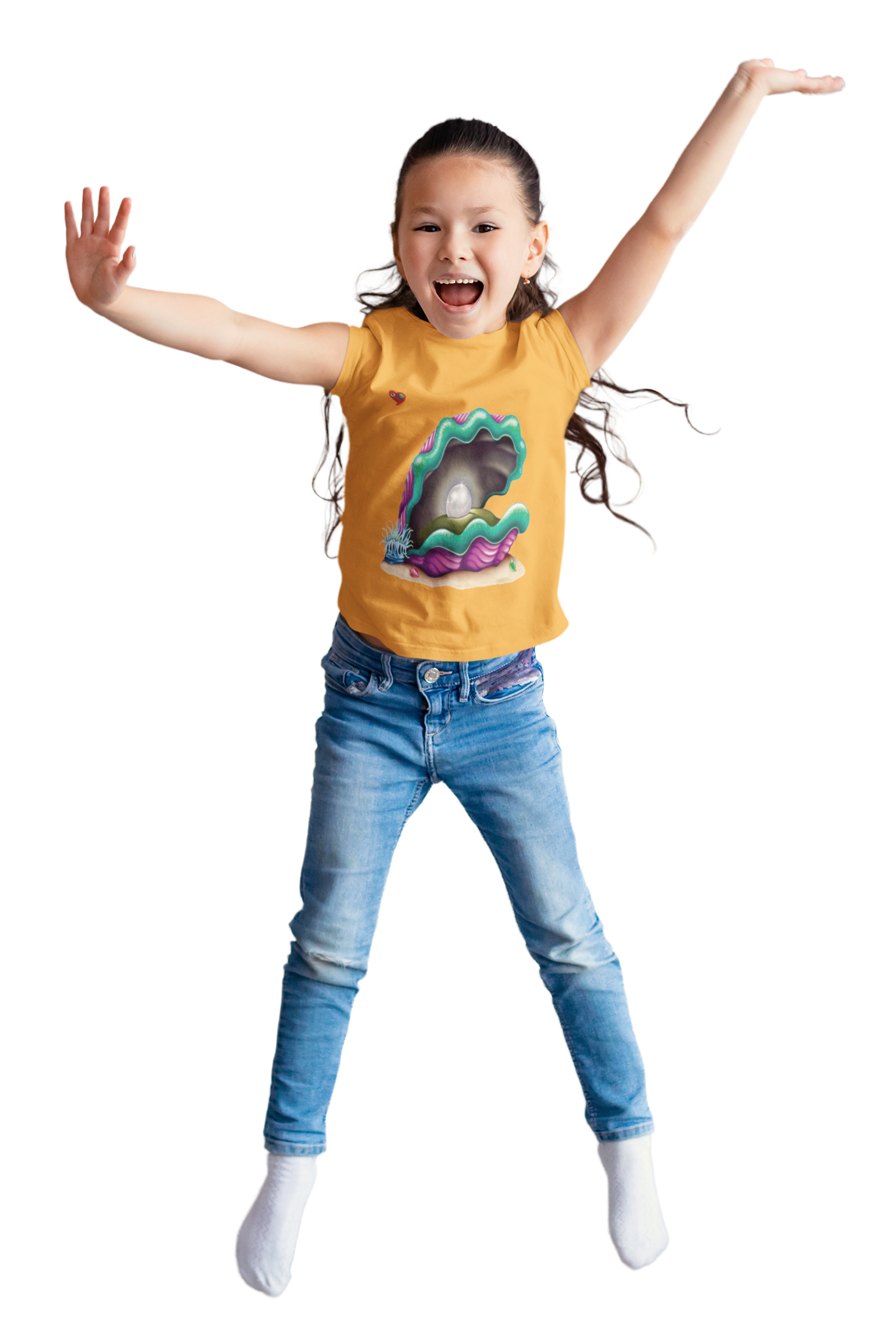 Kids Pearl Shell Tee — Cute Cartoon Clam with Heart product thumbnail image