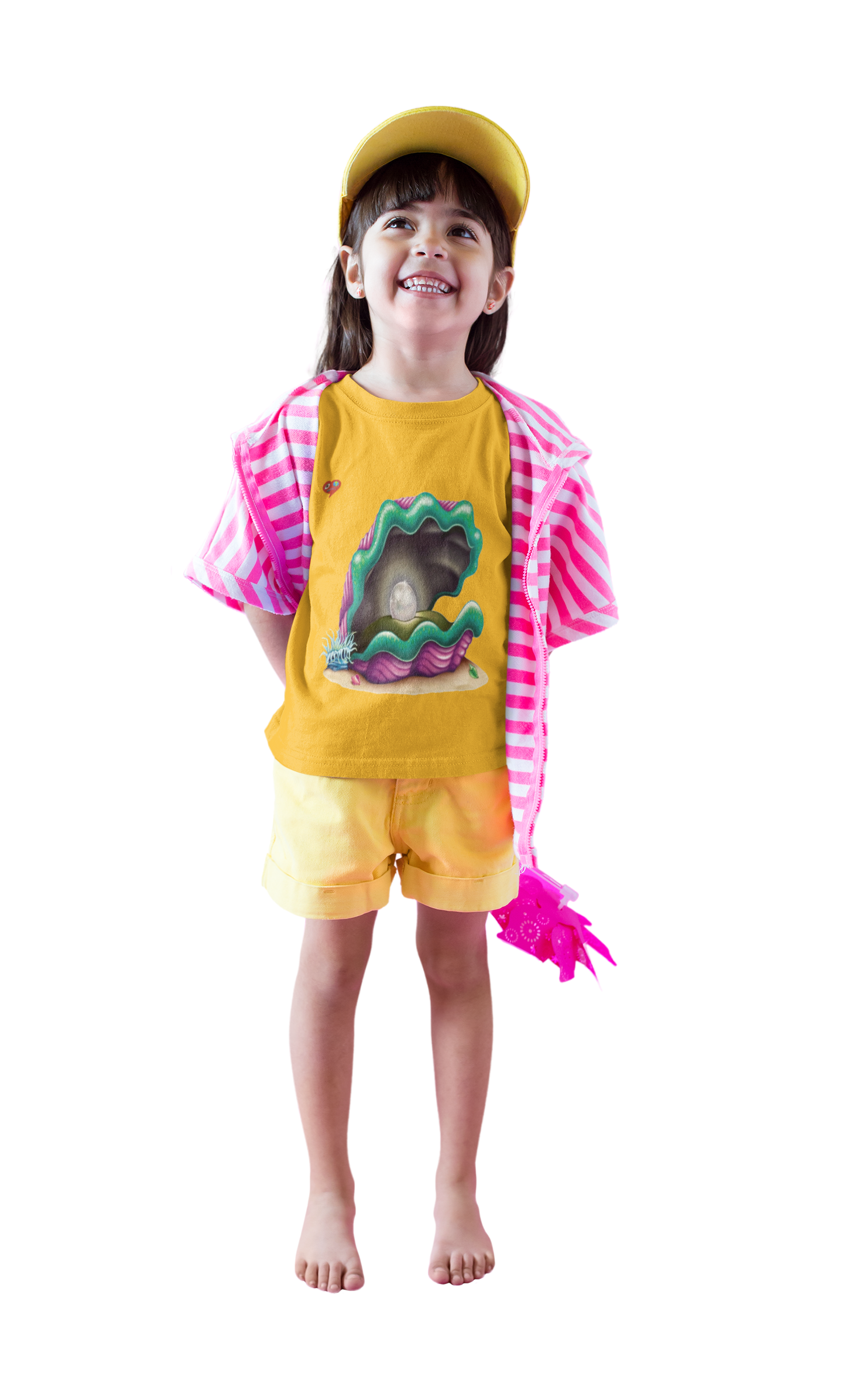 Kids Pearl Shell Tee — Cute Cartoon Clam with Heart product thumbnail image Kids Pearl Shell Tee — Cute Cartoon Clam with Heart product thumbnail image