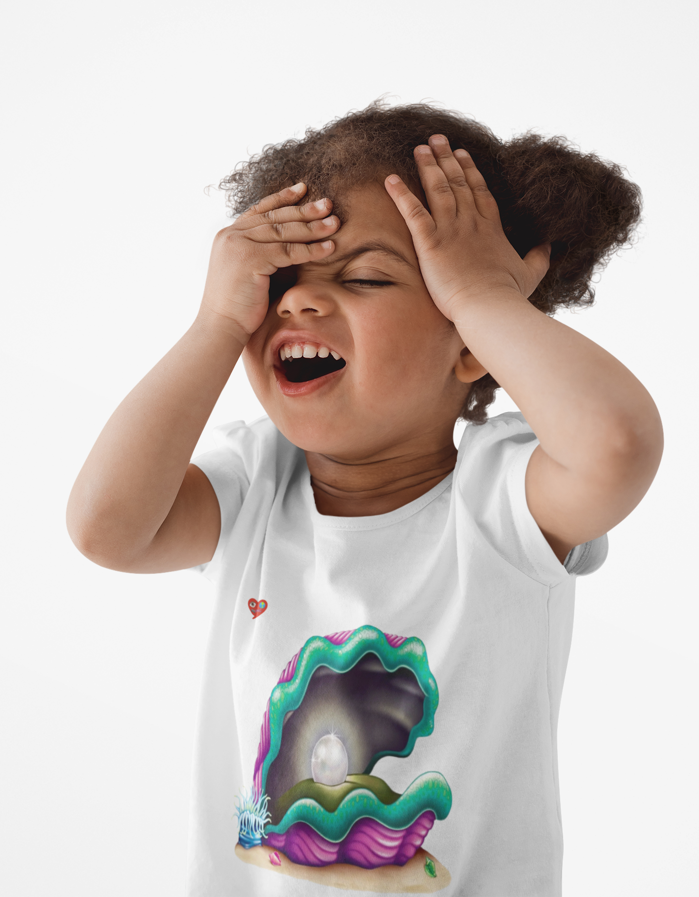 Kids Pearl Shell Tee — Cute Cartoon Clam with Heart product thumbnail image Kids Pearl Shell Tee — Cute Cartoon Clam with Heart product thumbnail image