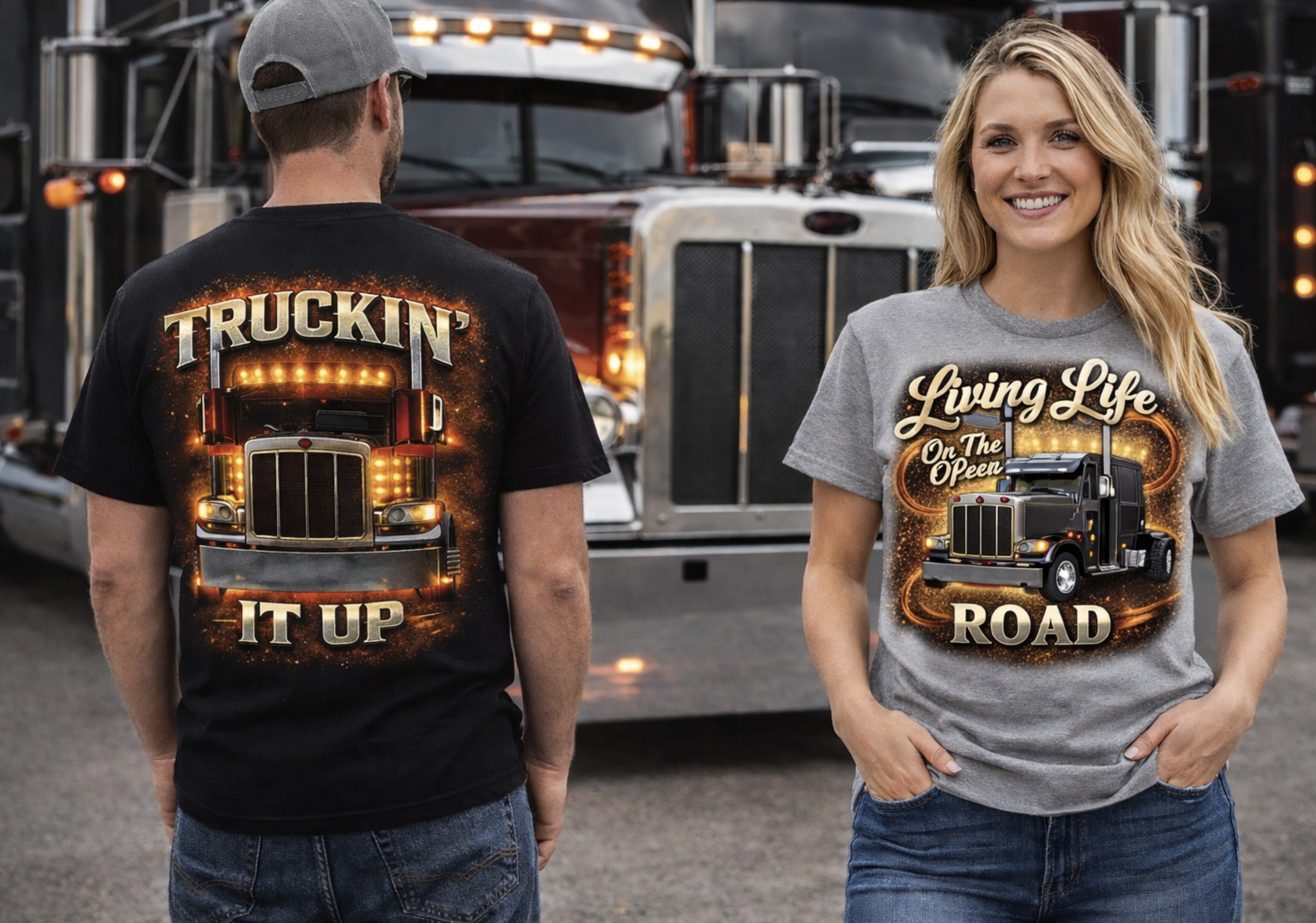 Living Life On The Open Road Vintage Semi Truck T‑Shirt