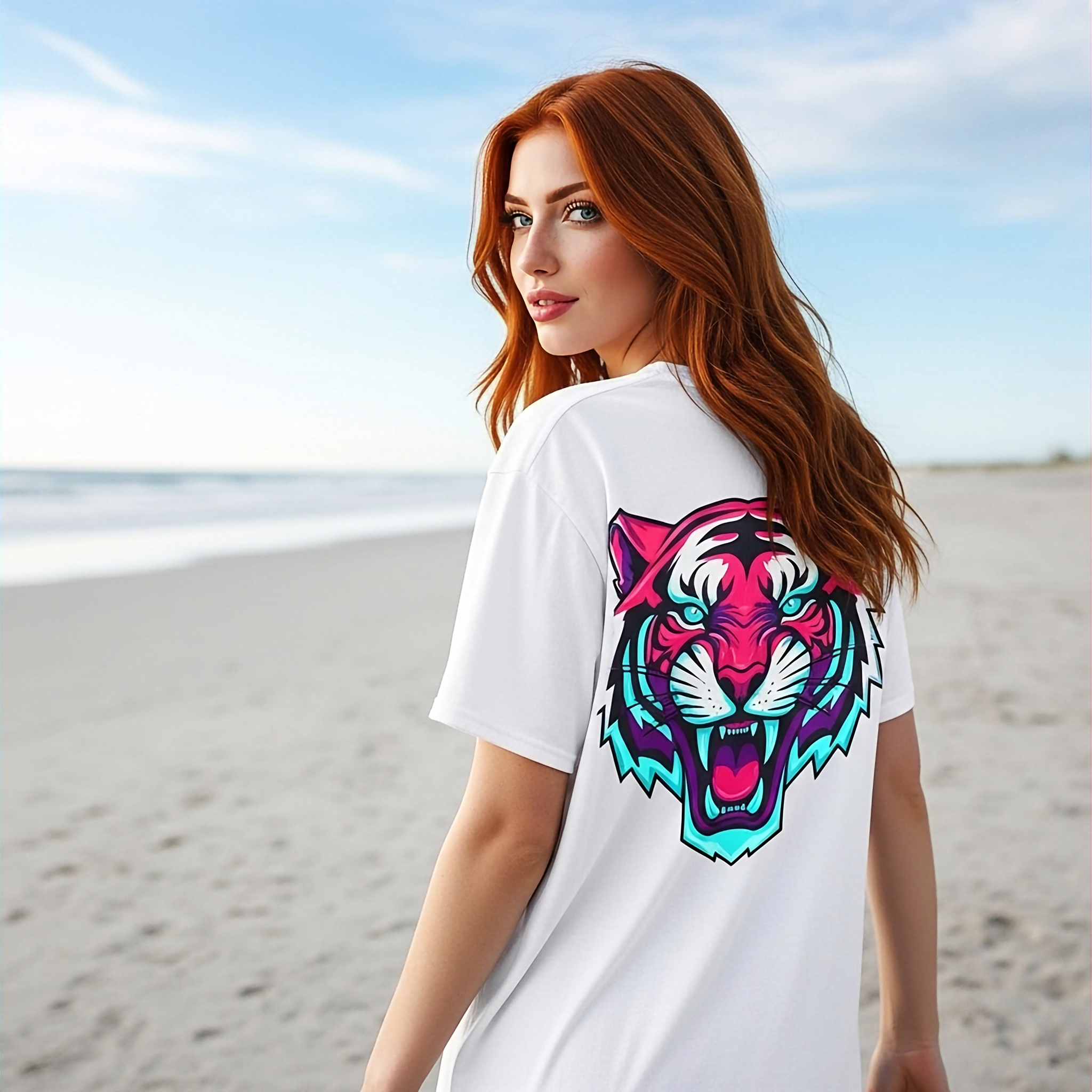 Tiger Head Graphic T-Shirt — Neon Retro Roaring Design product thumbnail image Tiger Head Graphic T-Shirt — Neon Retro Roaring Design product thumbnail image