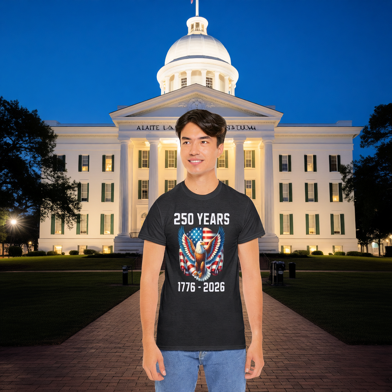 250th Anniversary America 1776-2026 Patriotic Bald Eagle with American Flag Semiquincentennial Celebration Design