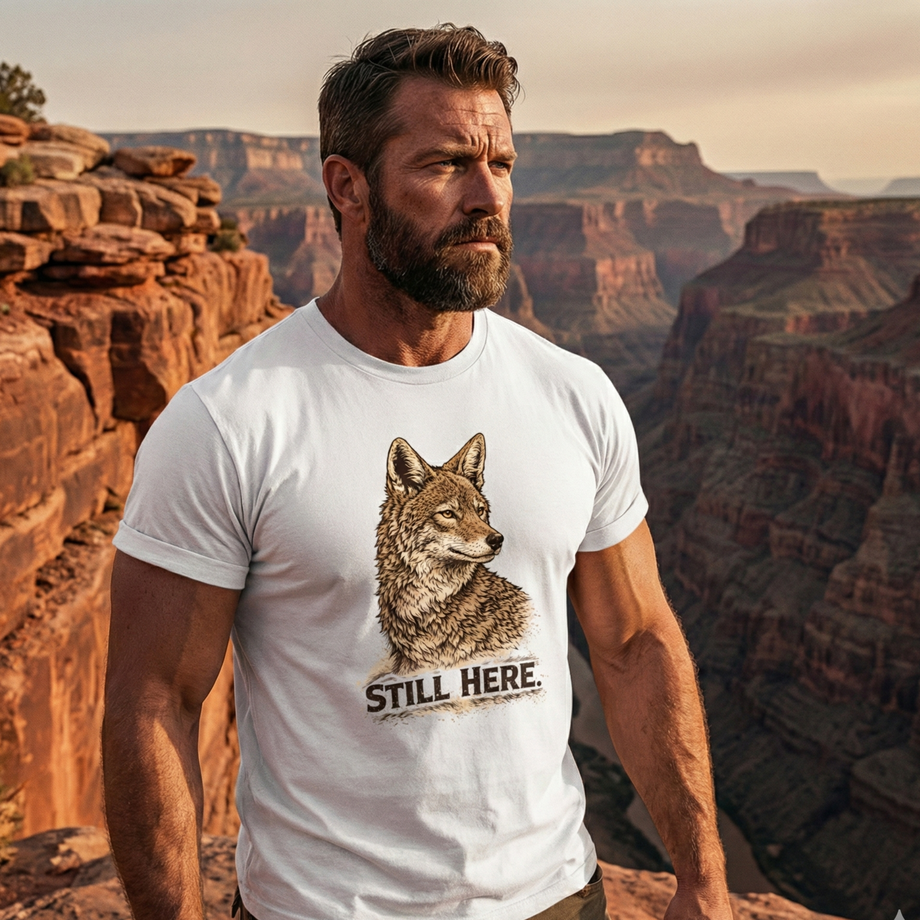 Coyote 'Still Here' Graphic Tee — Retro Wildlife Nature Shirt product thumbnail image Coyote 'Still Here' Graphic Tee — Retro Wildlife Nature Shirt product thumbnail image