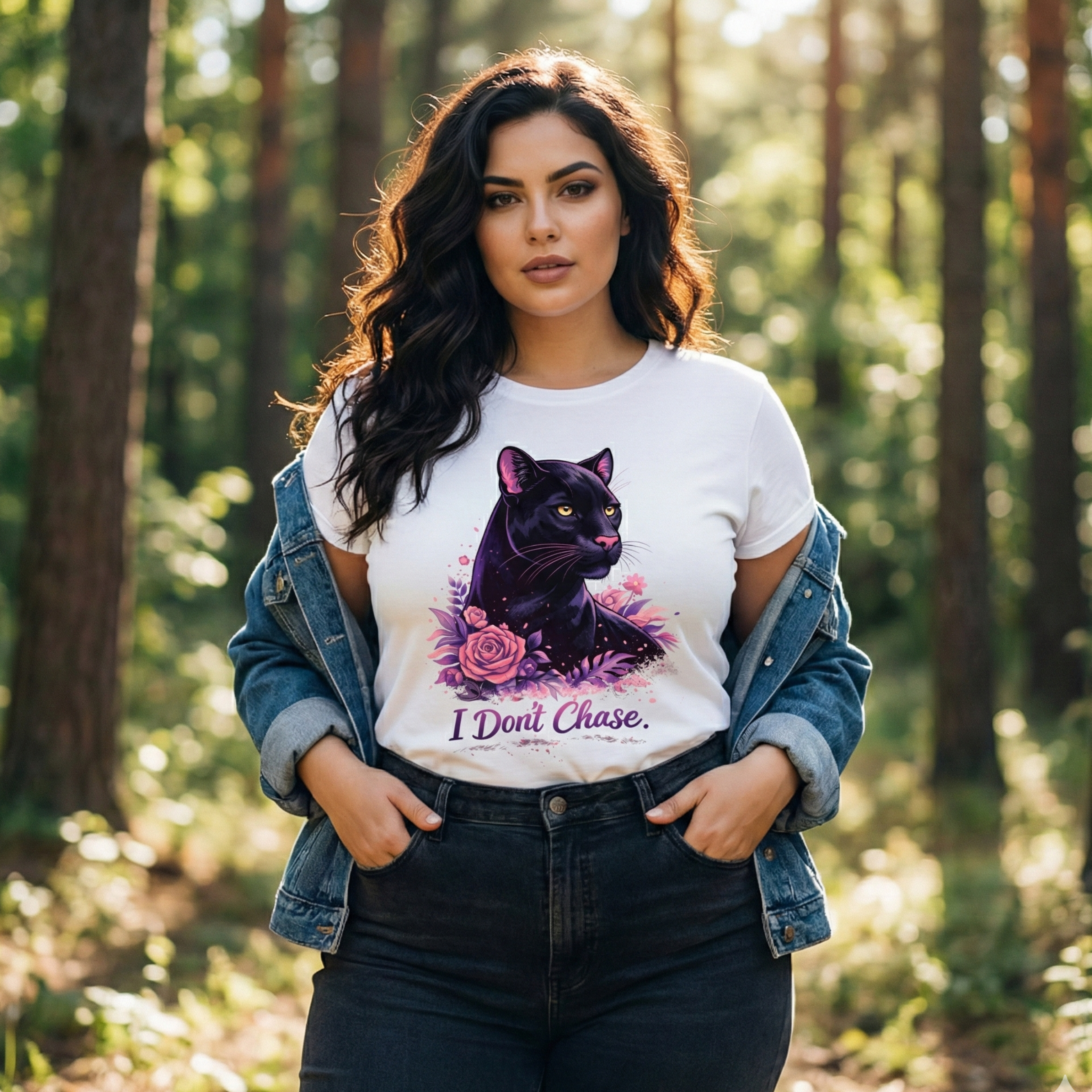 I Don't Chase Panther Tee — Floral Black Panther Graphic T-Shirt product thumbnail image