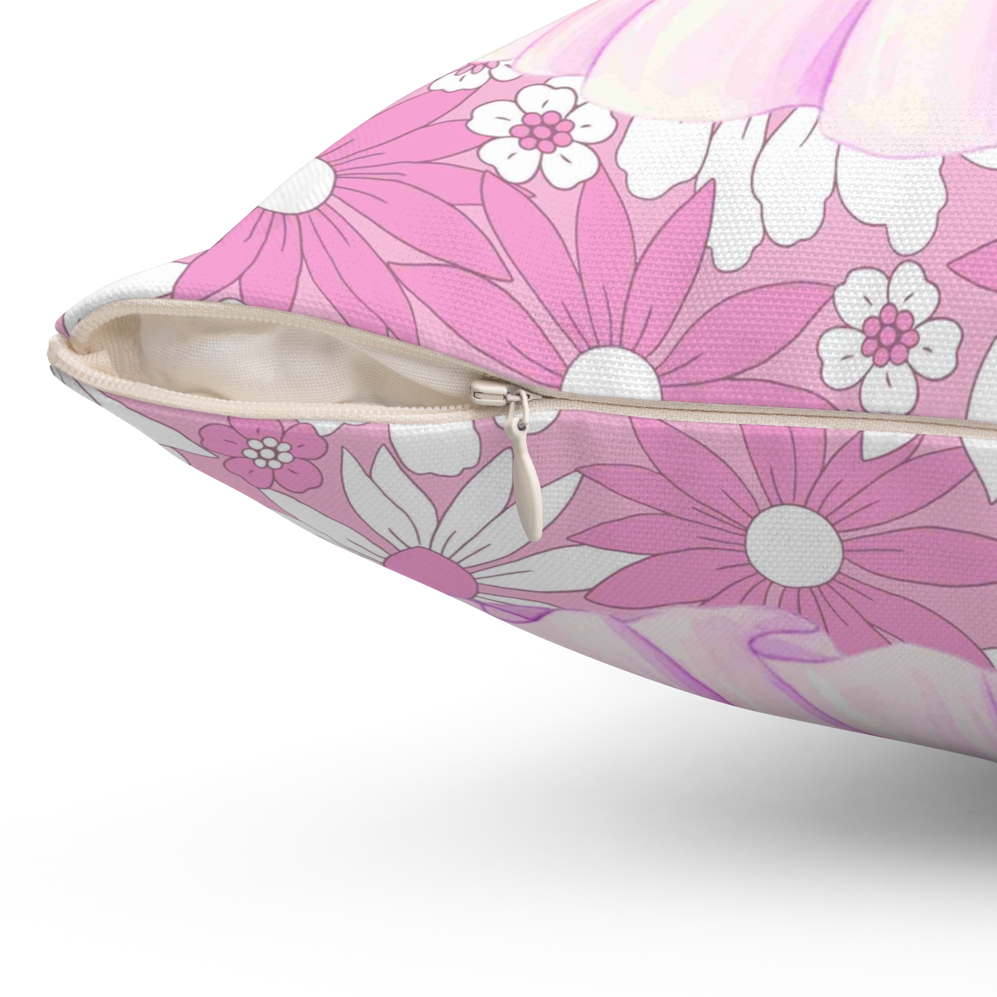 Floral Princess Illustration Pillow | Bedroom Decor, Pink Purple Flower Pattern Cushion product thumbnail image