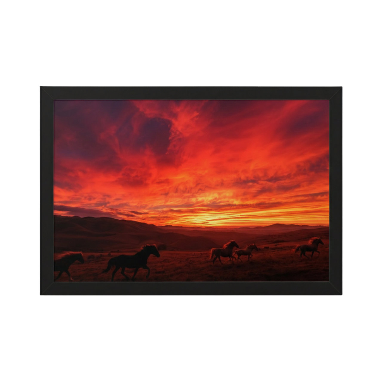 Blaze Fire Horse Wall Art, Western Framed Poster product thumbnail image