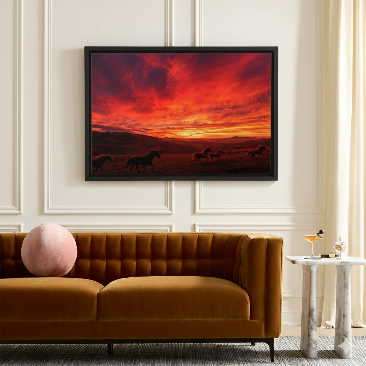 Blaze Fire Horse Wall Art, Western Framed Poster product thumbnail image