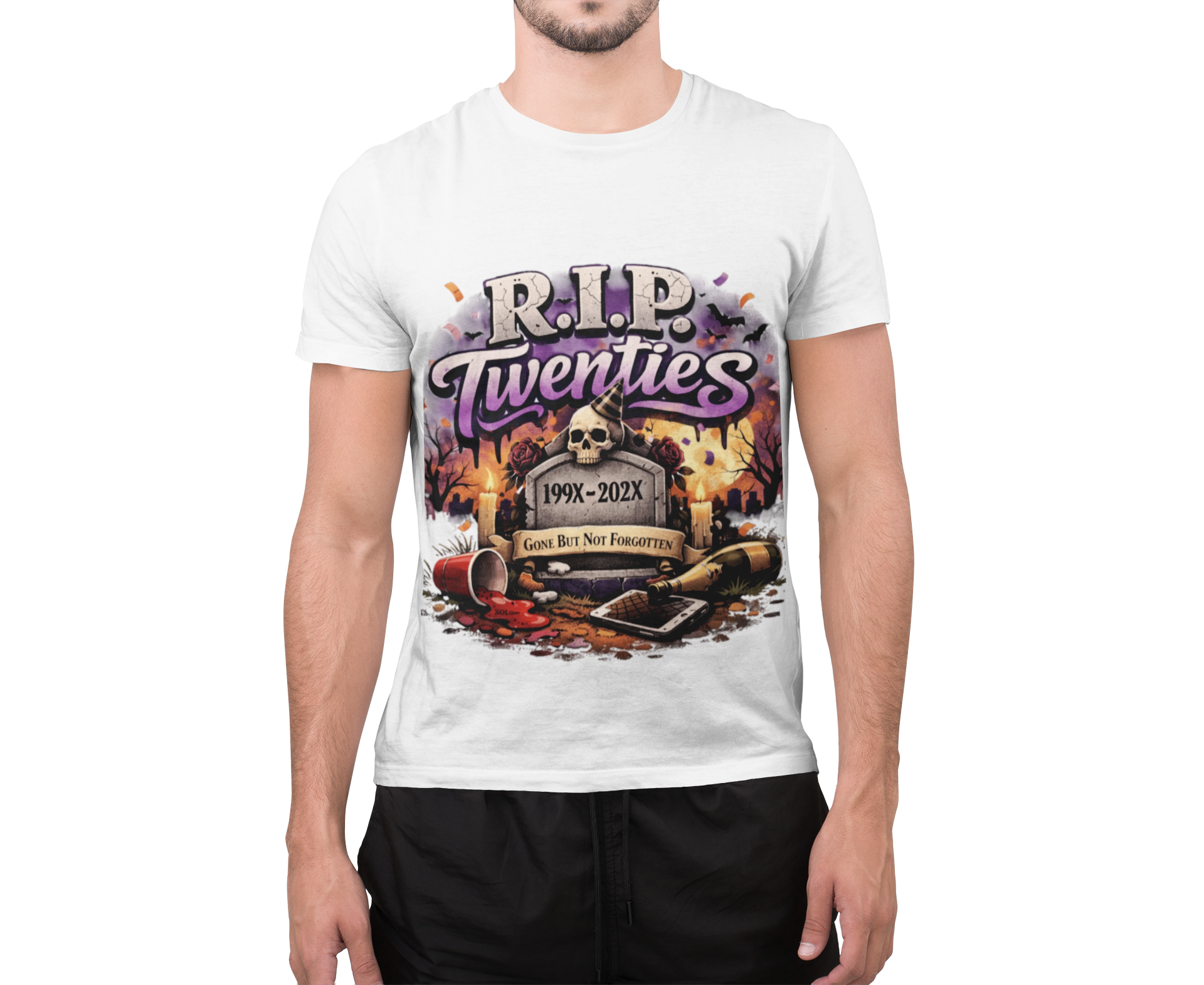 Unisex R.I.P. Twenties Memorial Tee Nostalgia Skull T-Shirt