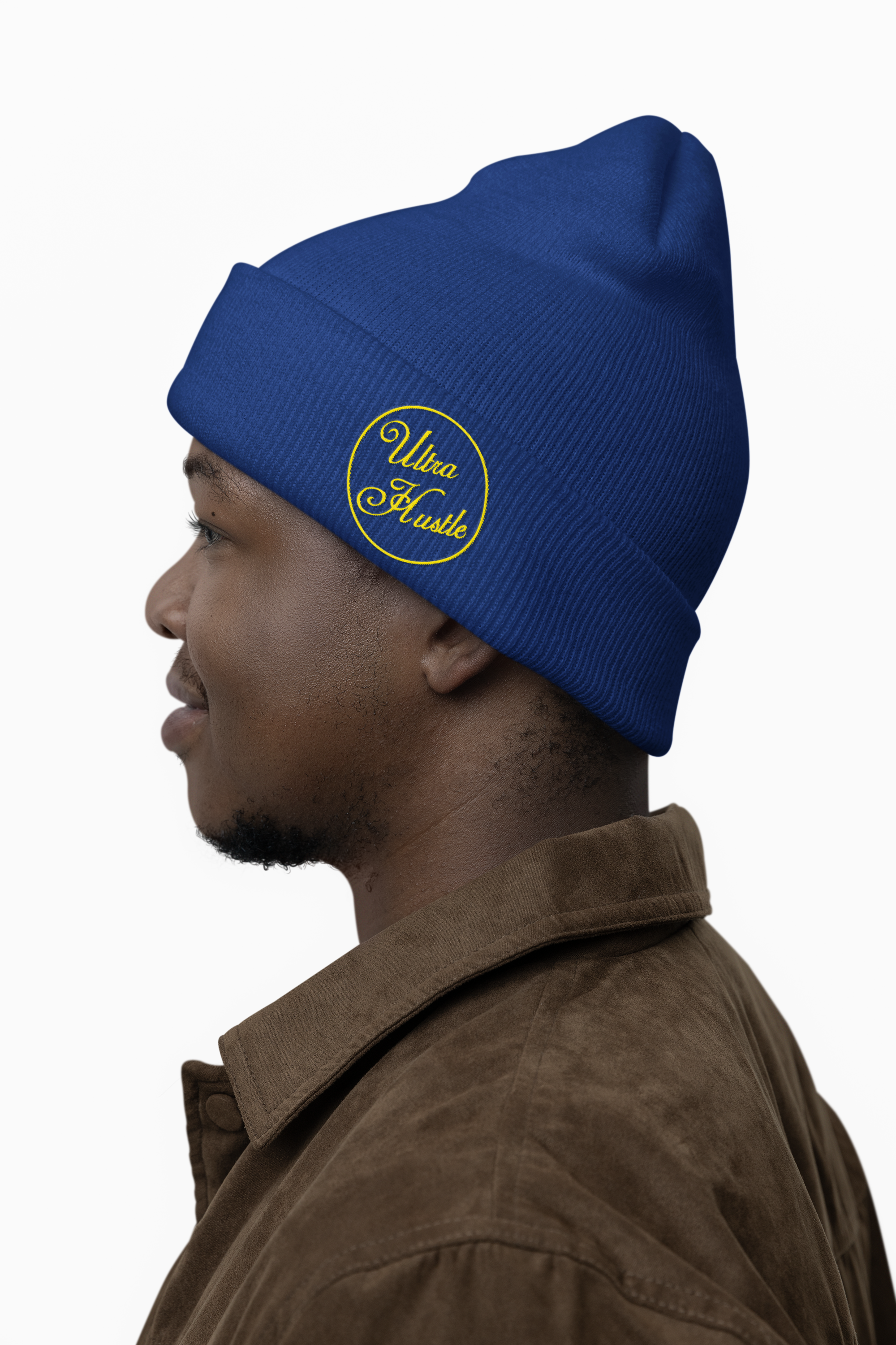  Ultra Hustle Sophisticate Embroidered Logo Classic Cuffed Beanie — Knit Hat with Subtle Bright Logo product thumbnail image