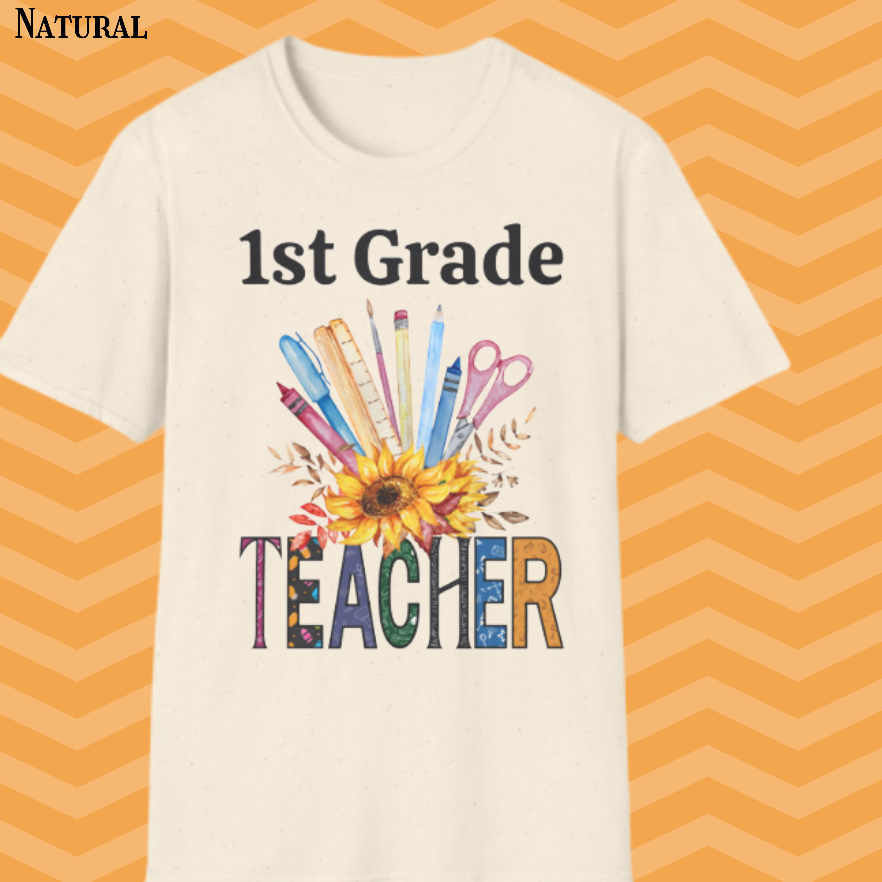Sunflower Teacher T-Shirt – Floral School Supplies Graphic Tee product thumbnail image