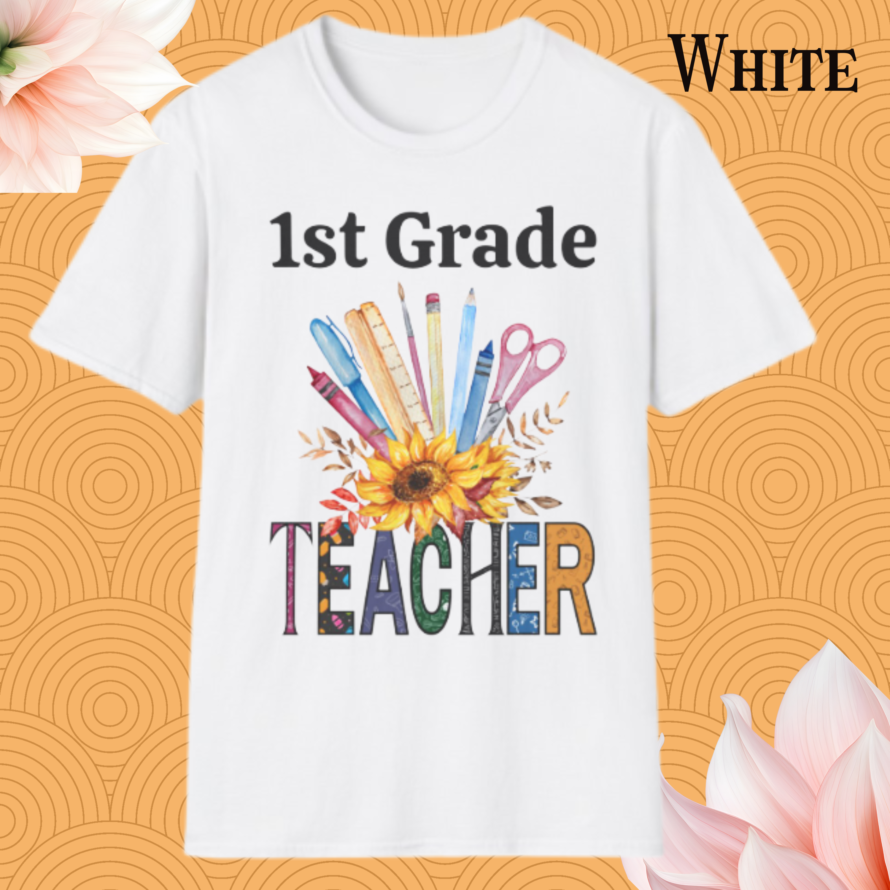 Sunflower Teacher T-Shirt – Floral School Supplies Graphic Tee product thumbnail image