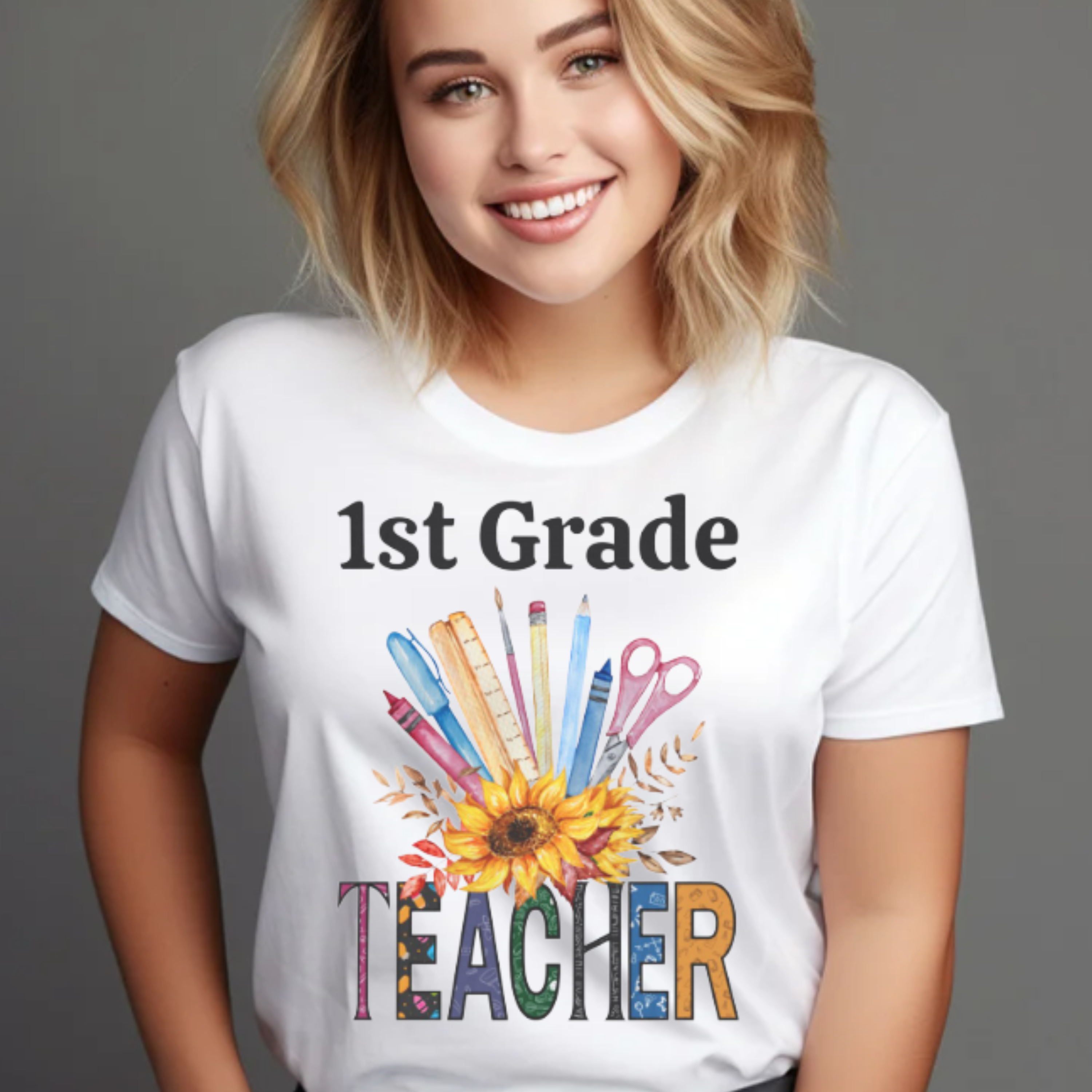 Sunflower Teacher T-Shirt – Floral School Supplies Graphic Tee product thumbnail image Sunflower Teacher T-Shirt – Floral School Supplies Graphic Tee product thumbnail image
