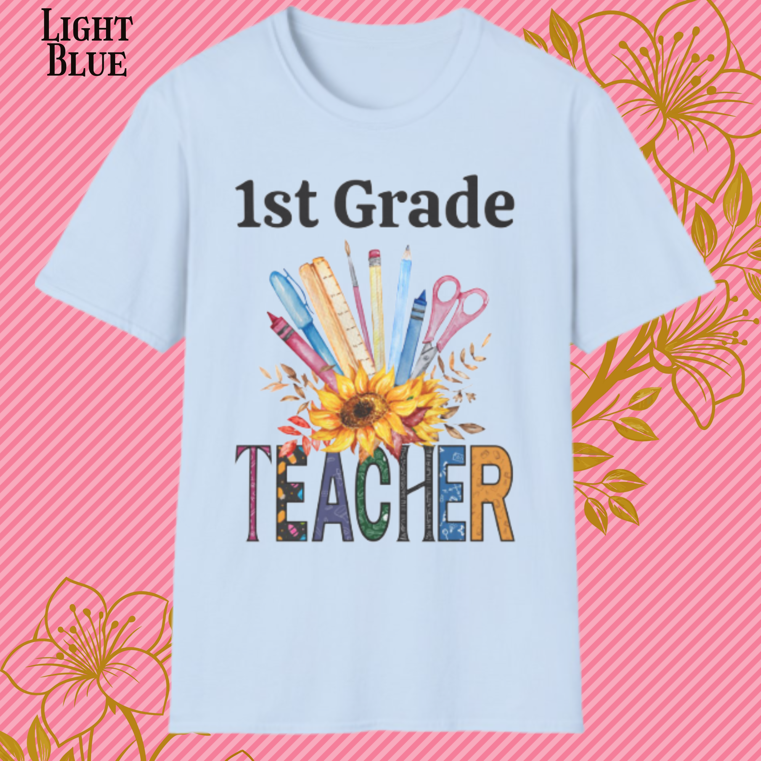 Sunflower Teacher T-Shirt – Floral School Supplies Graphic Tee product thumbnail image Sunflower Teacher T-Shirt – Floral School Supplies Graphic Tee product thumbnail image