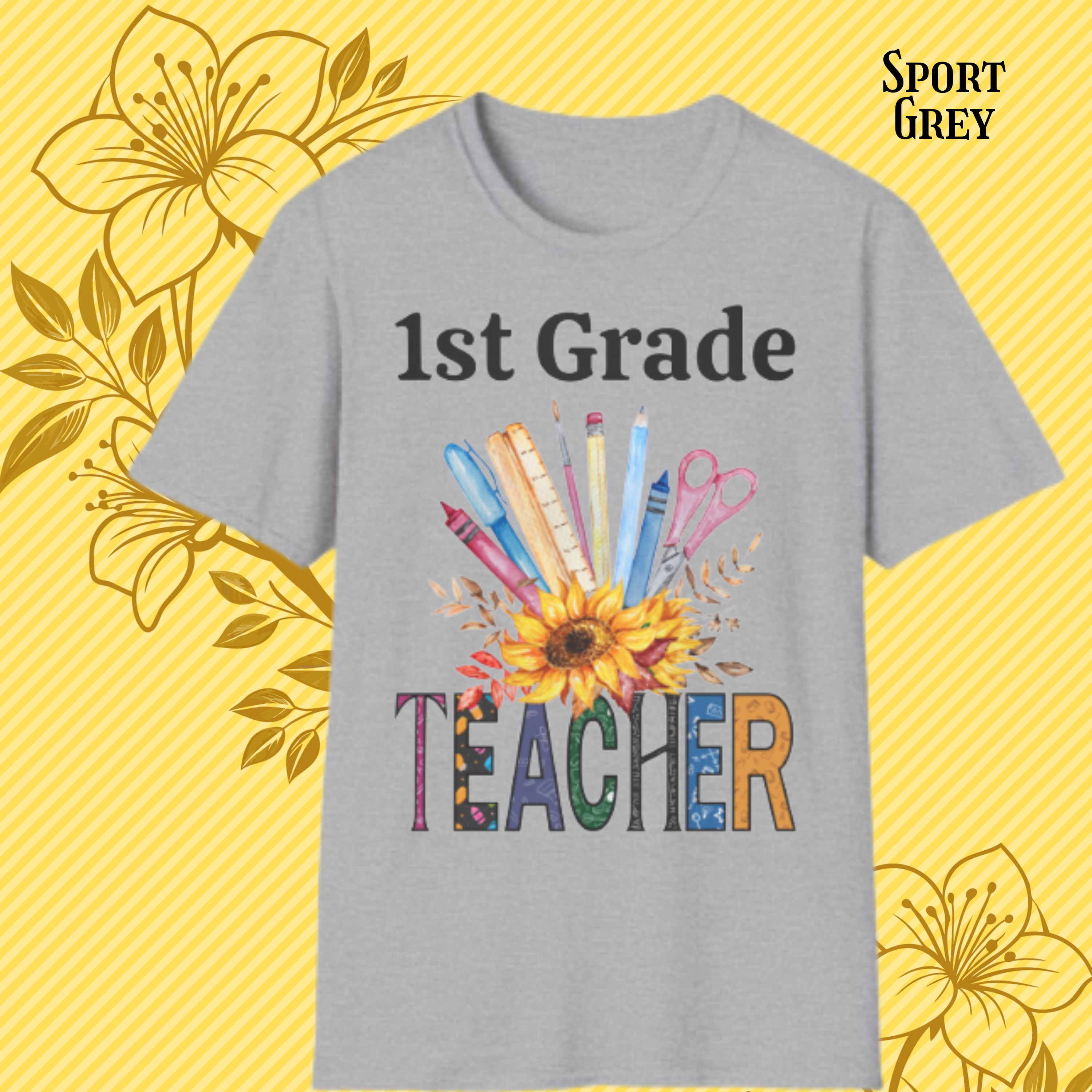 Sunflower Teacher T-Shirt – Floral School Supplies Graphic Tee product thumbnail image Sunflower Teacher T-Shirt – Floral School Supplies Graphic Tee product thumbnail image