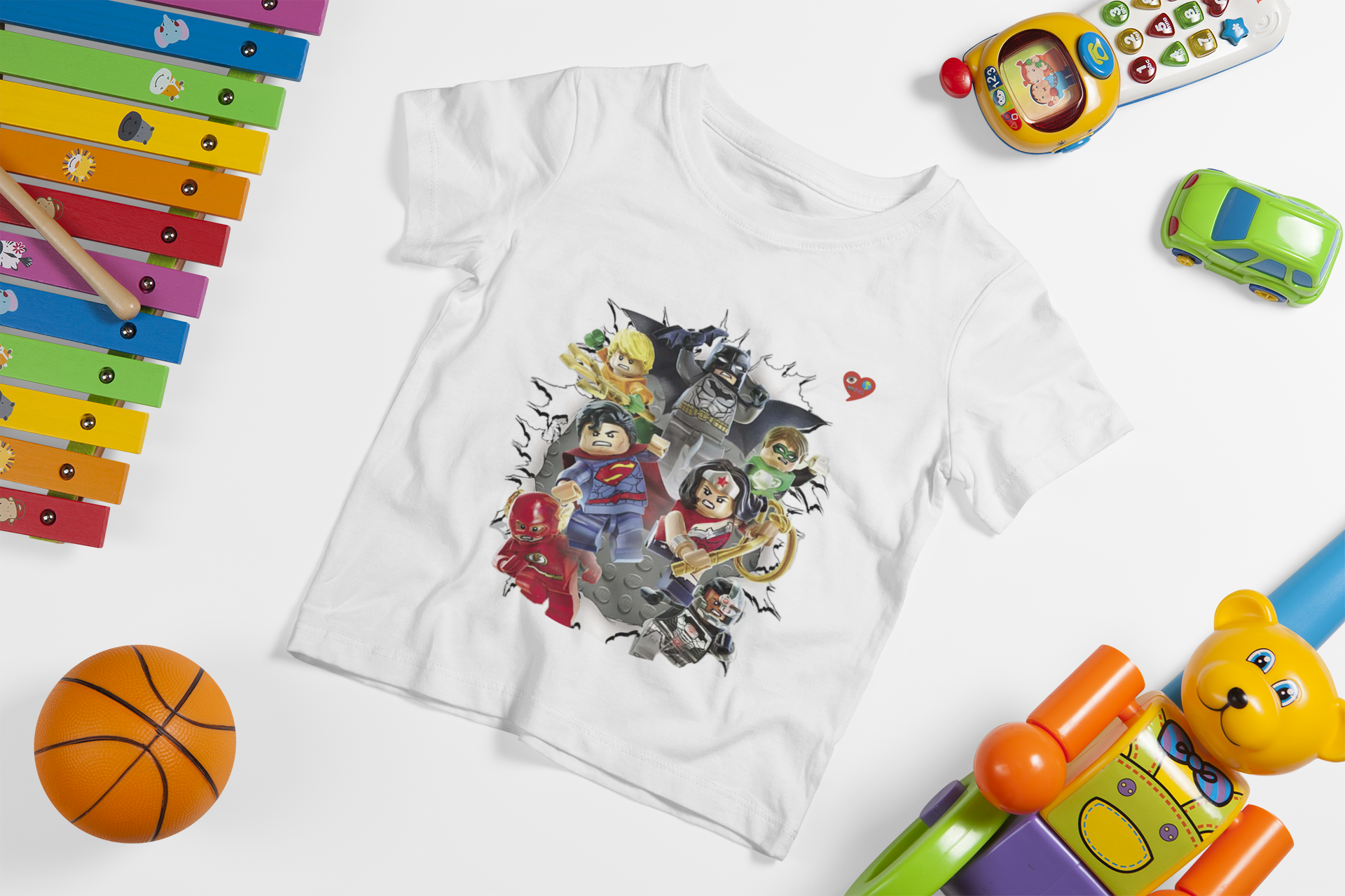 Kids Superhero Collage T-Shirt — Cartoon Heroes Graphic Tee product thumbnail image