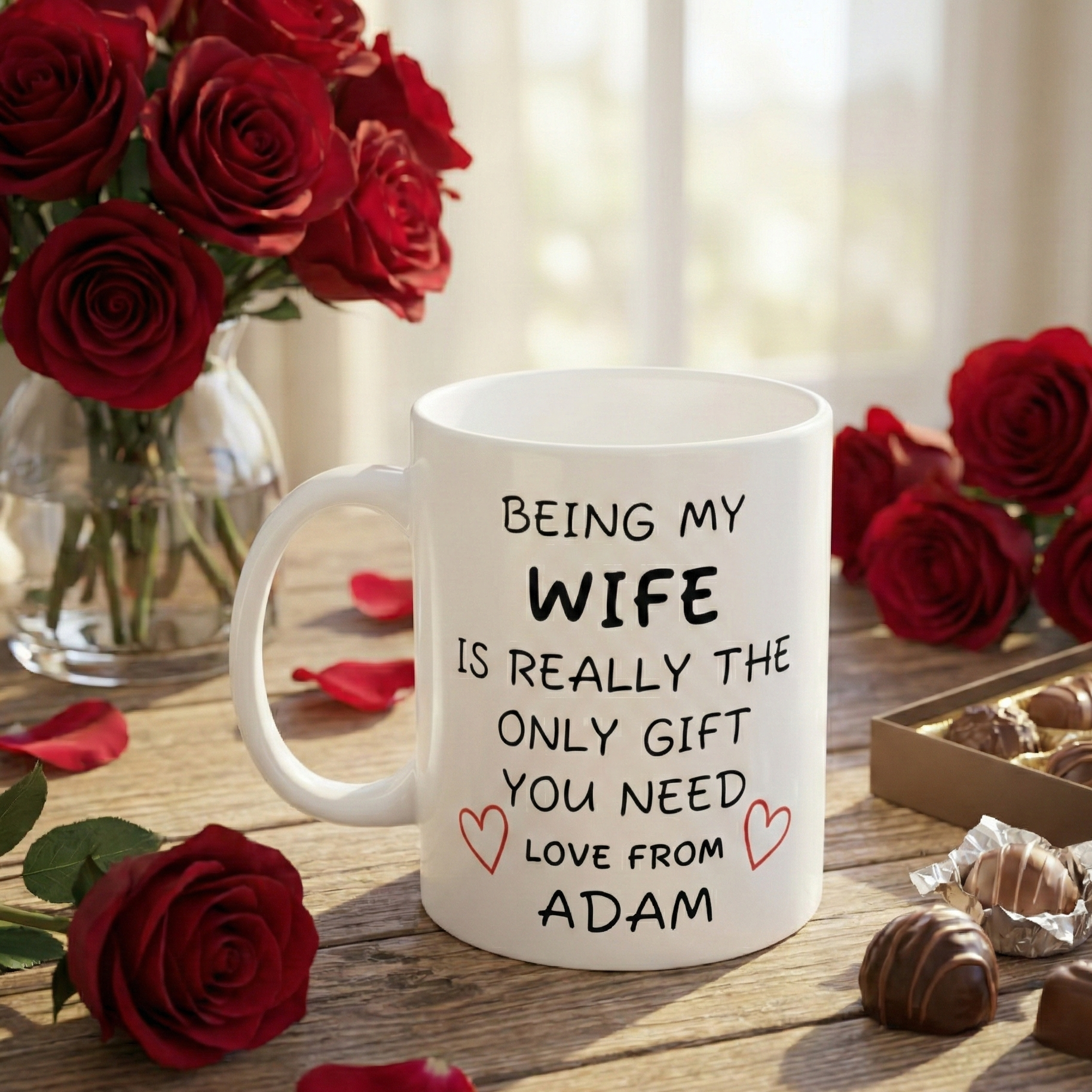 Customized Funny Gift Mug for Wife Husband or Partner • Personalized Name "Being My Wife Is The Only Gift You Need" Mug • Funny Anniversary or Valentine Present • Sarcastic Couple Gift