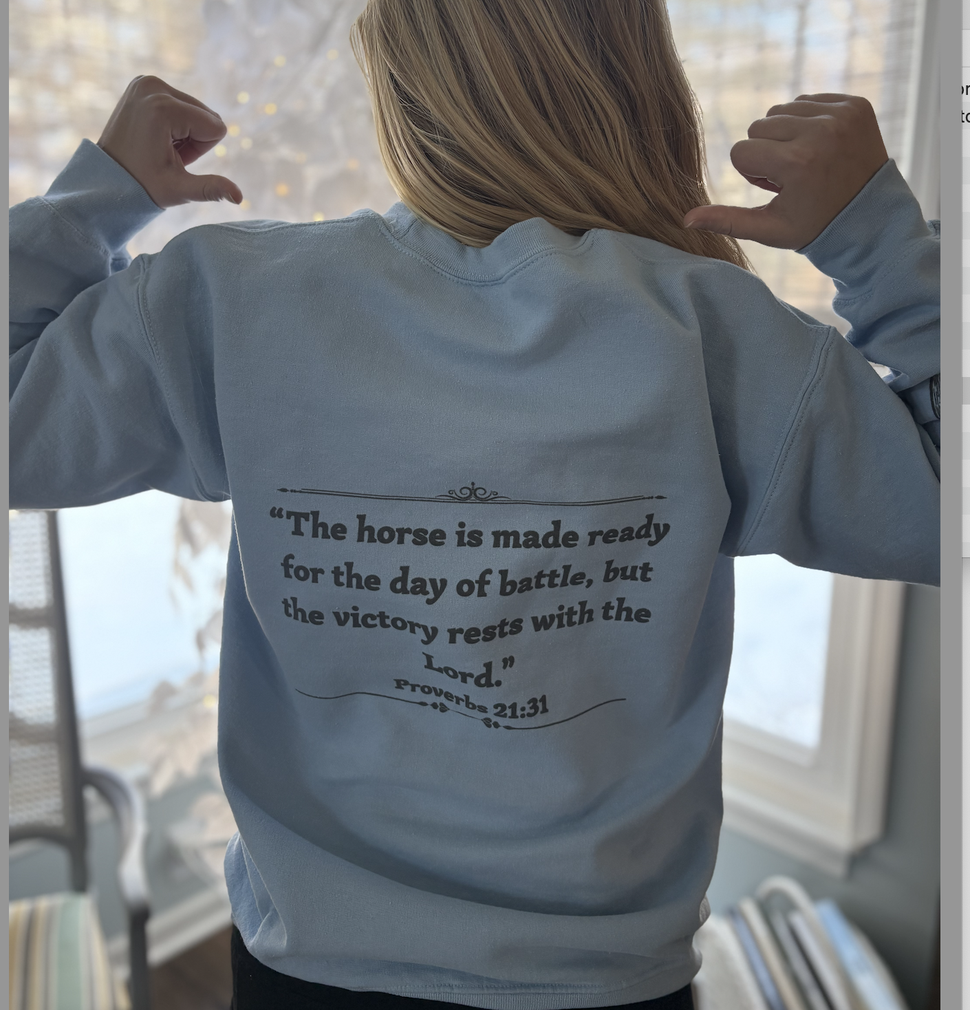 Proverbs 21:31 inspired, Unisex Horse themed Crew Neck Sweater, Animal Collection product thumbnail image Proverbs 21:31 inspired, Unisex Horse themed Crew Neck Sweater, Animal Collection product thumbnail image