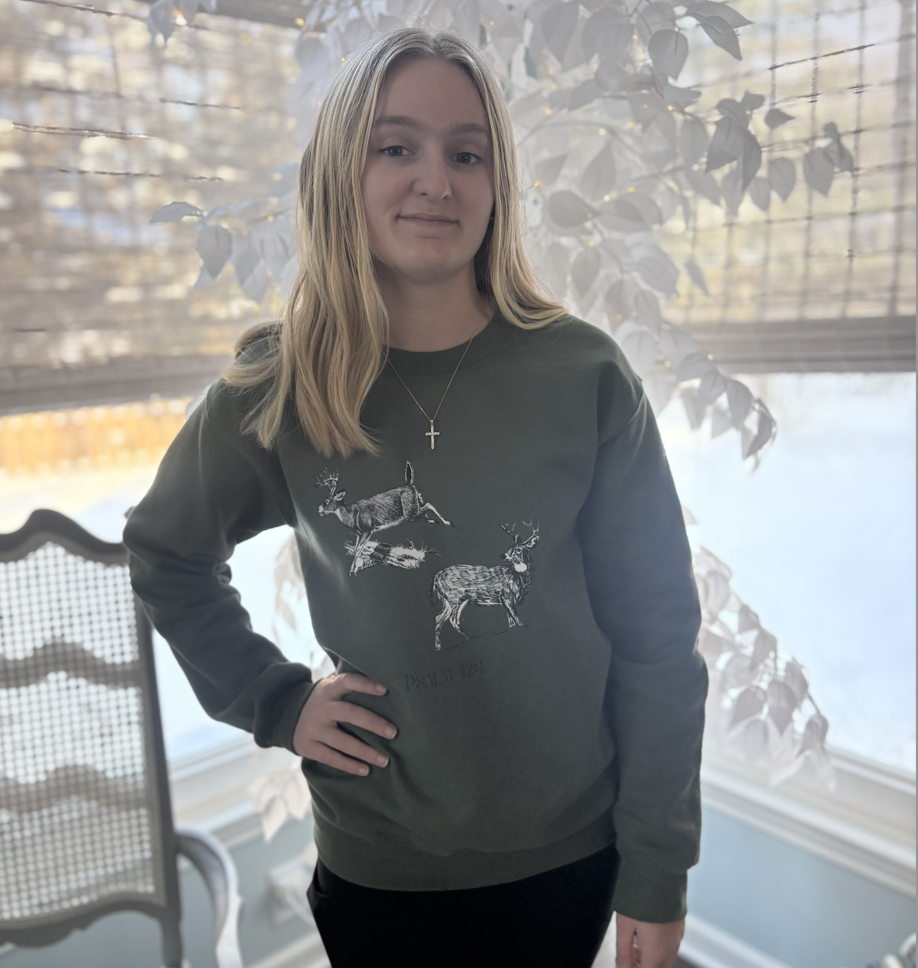 Psalm 42:1, Cozy deer print, Unisex crew neck sweatshirt, Animal Collection product thumbnail image