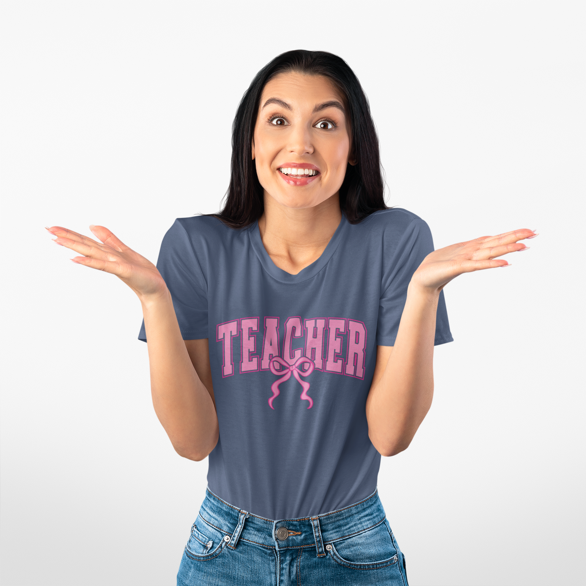 Teacher Pink Collegiate Bow Design product thumbnail image Teacher Pink Collegiate Bow Design product thumbnail image