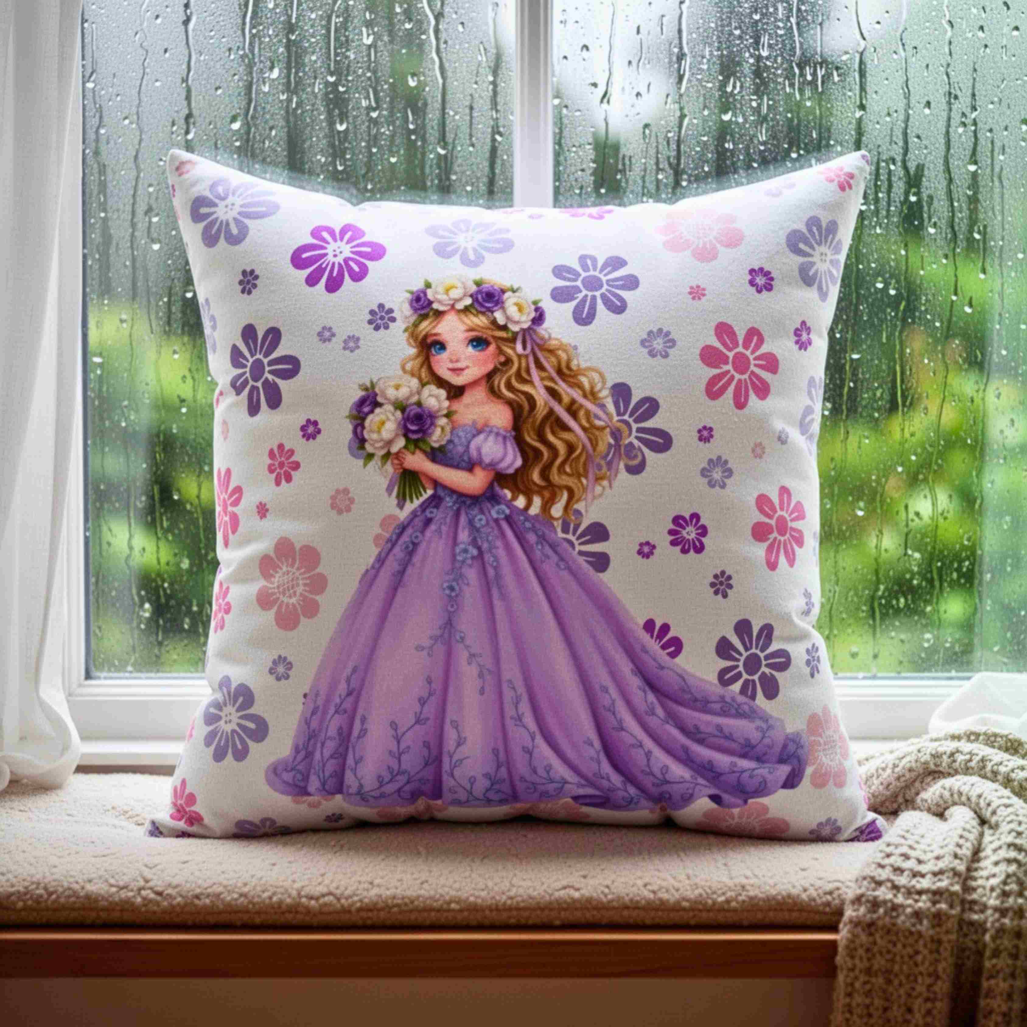 The Princess Collection Purple Gown Throw Pillow —  Decorative Throw Couch Cushion product thumbnail image