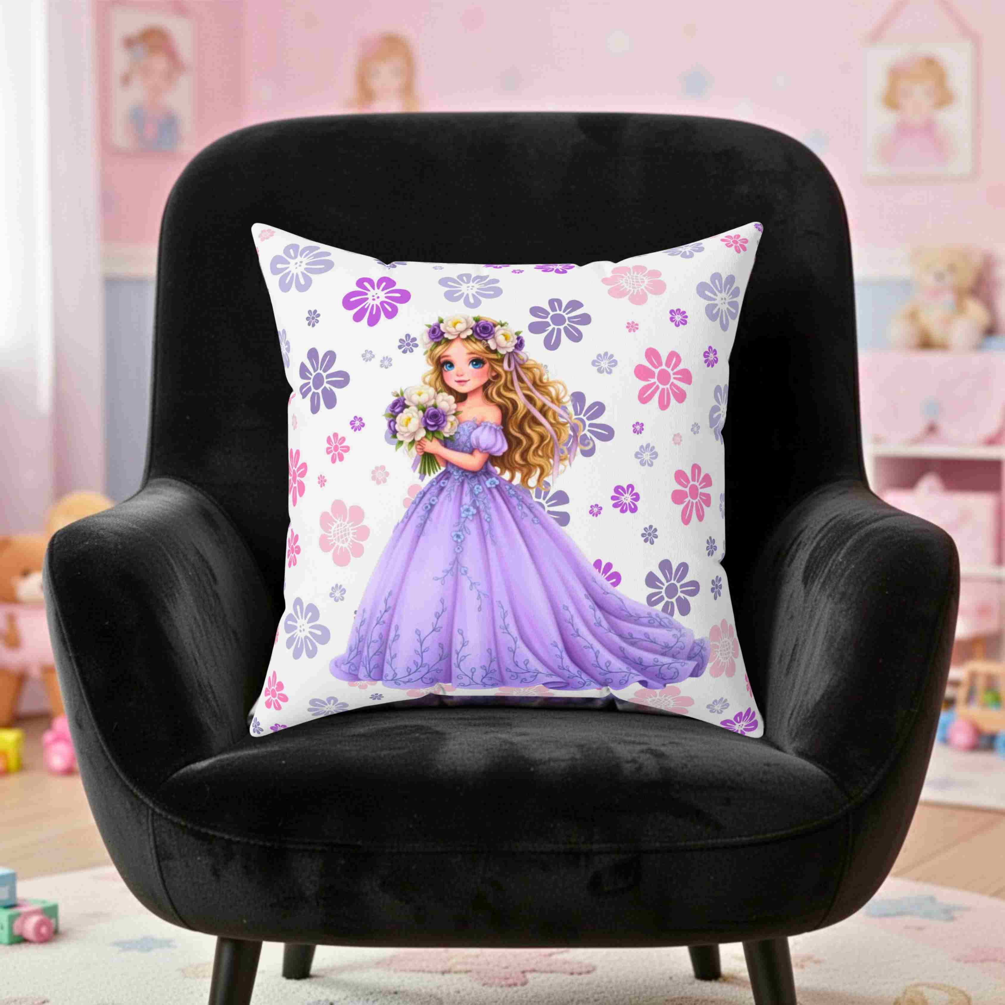 The Princess Collection Purple Gown Throw Pillow —  Decorative Throw Couch Cushion product thumbnail image