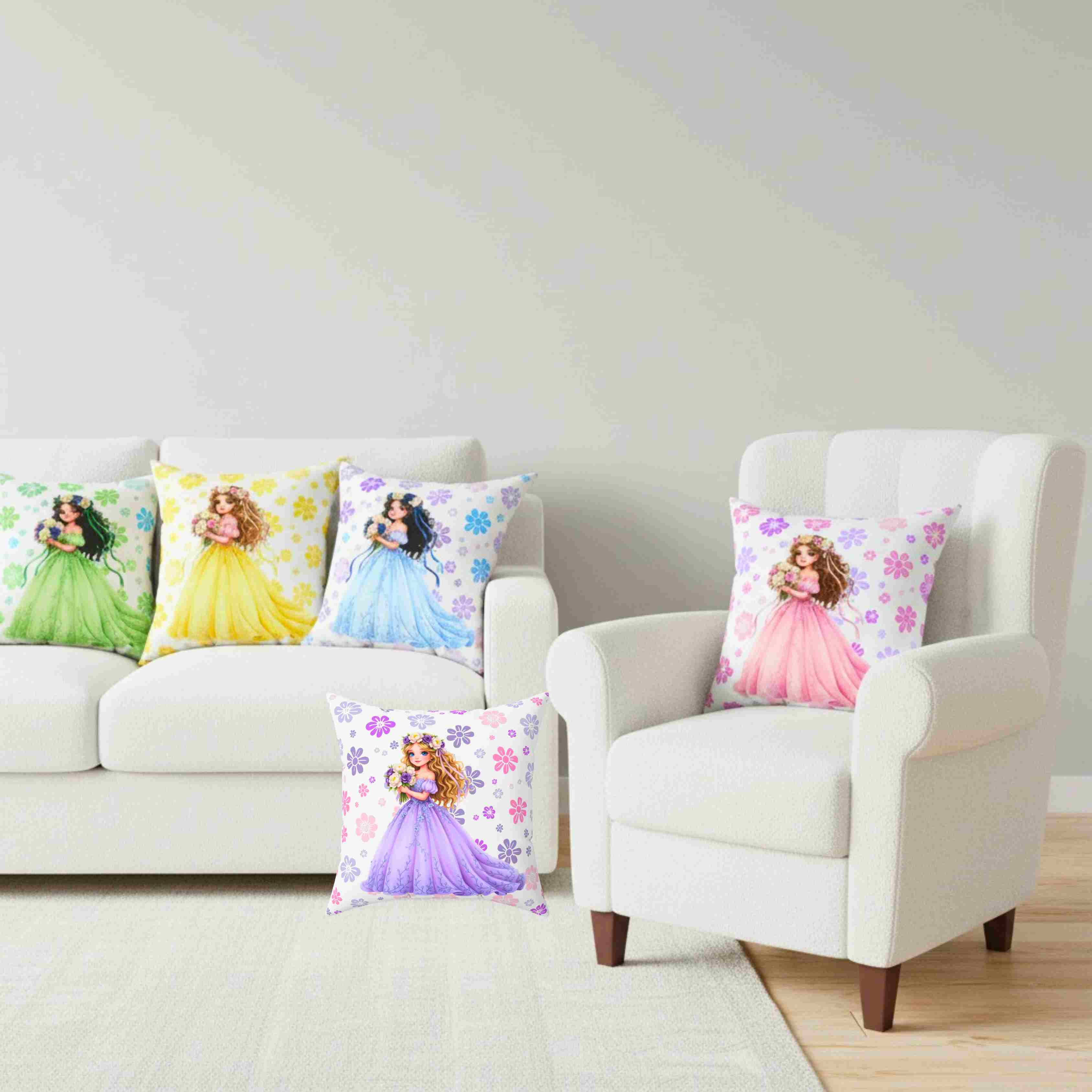 The Princess Collection Purple Gown Throw Pillow —  Decorative Throw Couch Cushion product thumbnail image