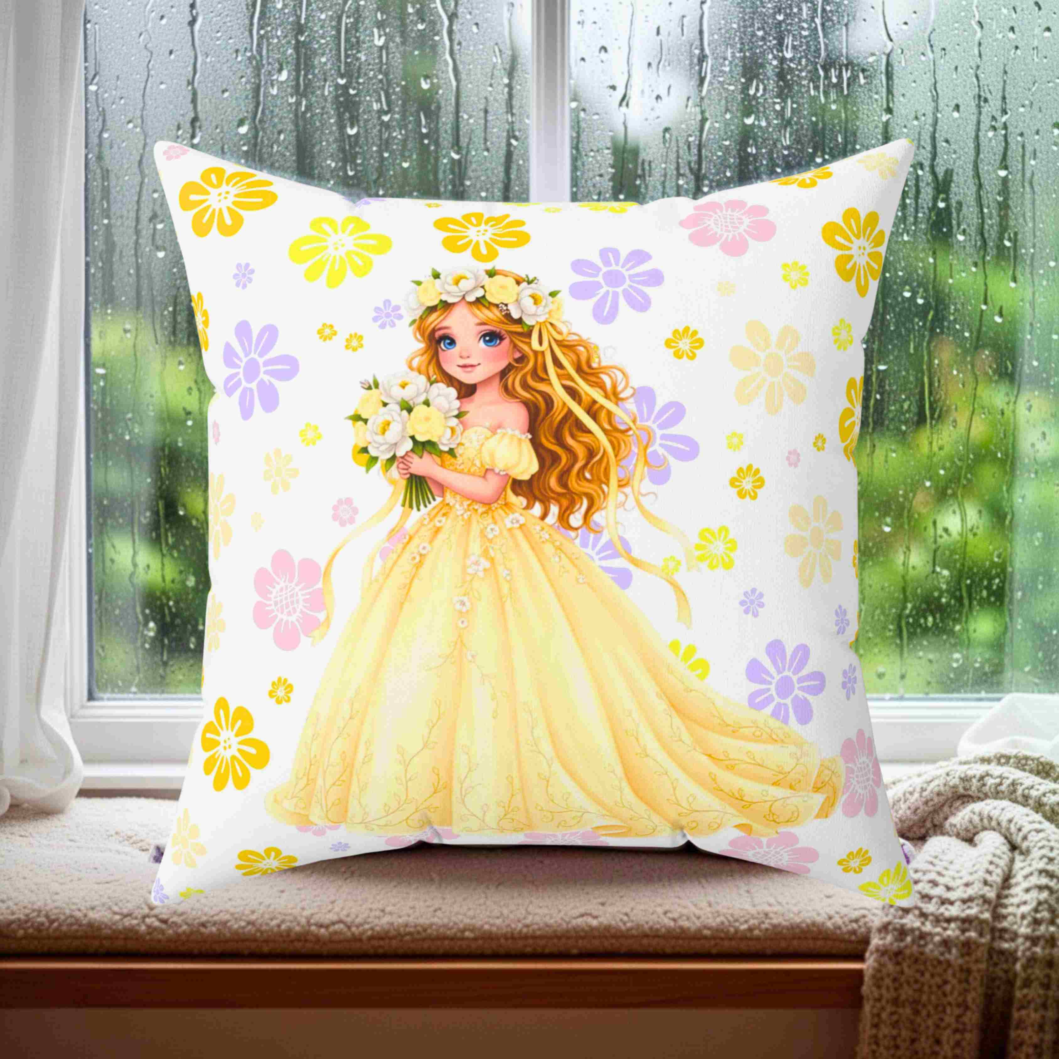 The Princess Collection Yellow Gown Throw Pillow— Yellow Gown Decorative Couch Cushion for Girls’ Room product thumbnail image The Princess Collection Yellow Gown Throw Pillow— Yellow Gown Decorative Couch Cushion for Girls’ Room product thumbnail image