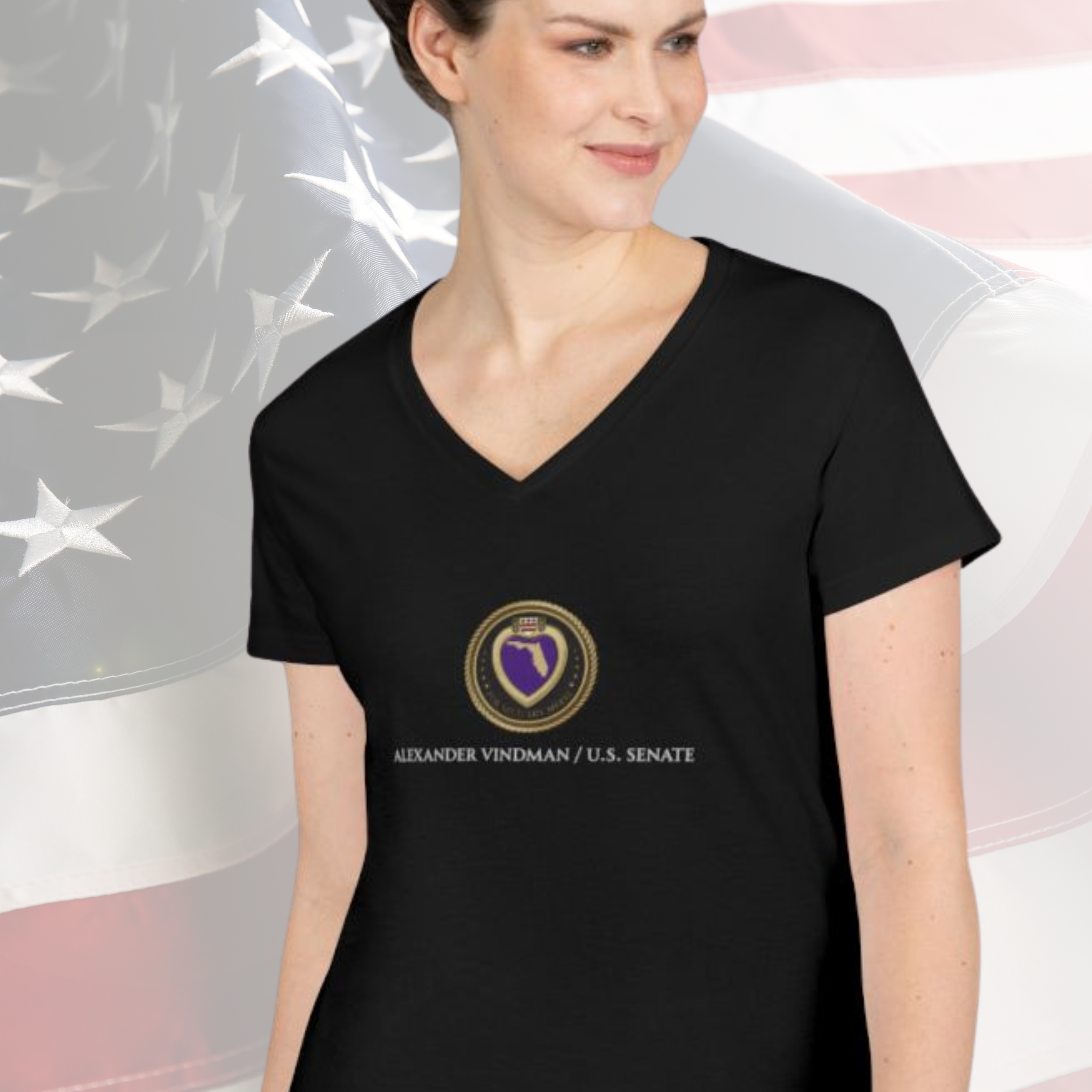Vindman For Senate V-Neck T‑Shirt  product thumbnail image