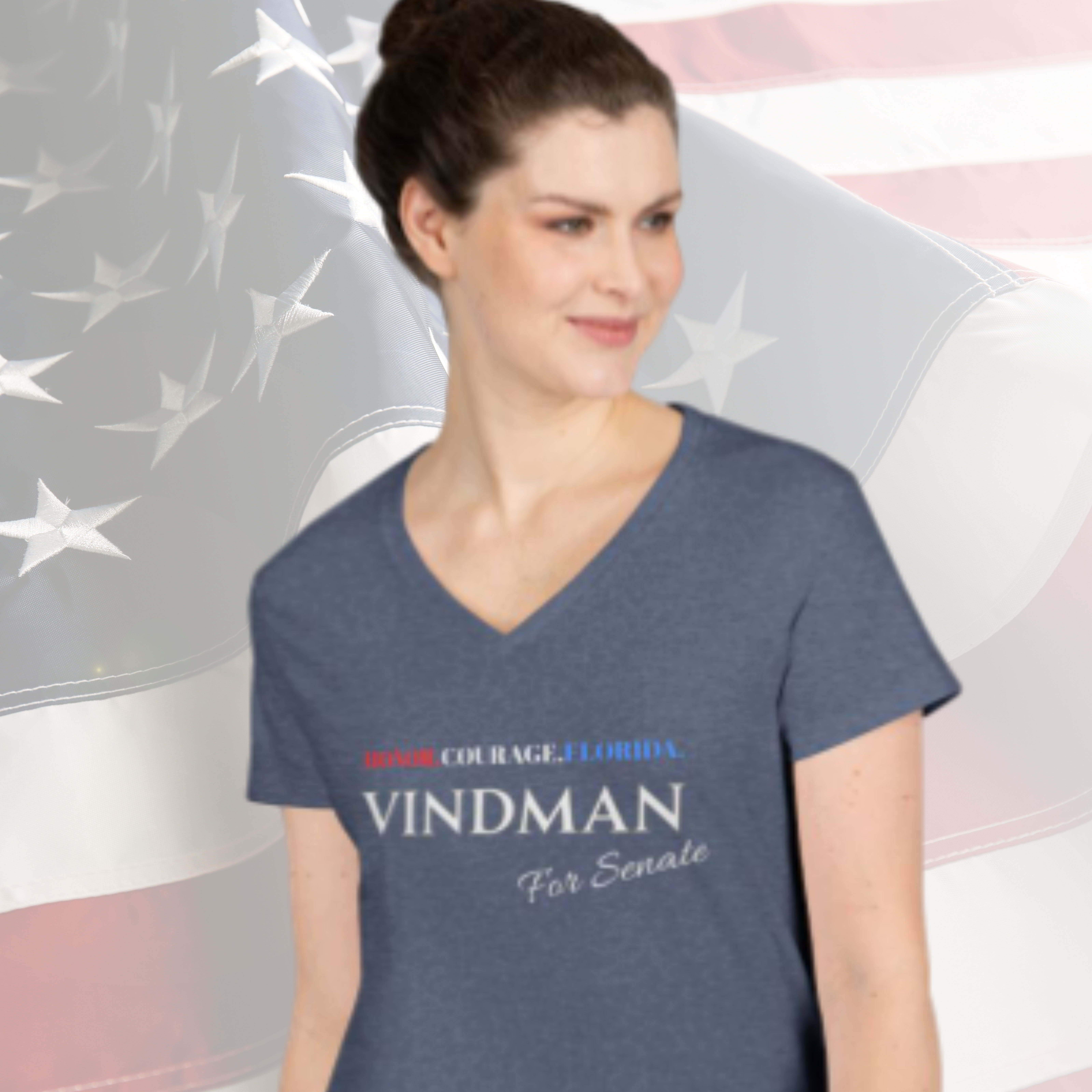 Vindman For Senate V-Neck T‑Shirt — "Honor. Courage." Campaign Top product thumbnail image Vindman For Senate V-Neck T‑Shirt — "Honor. Courage." Campaign Top product thumbnail image