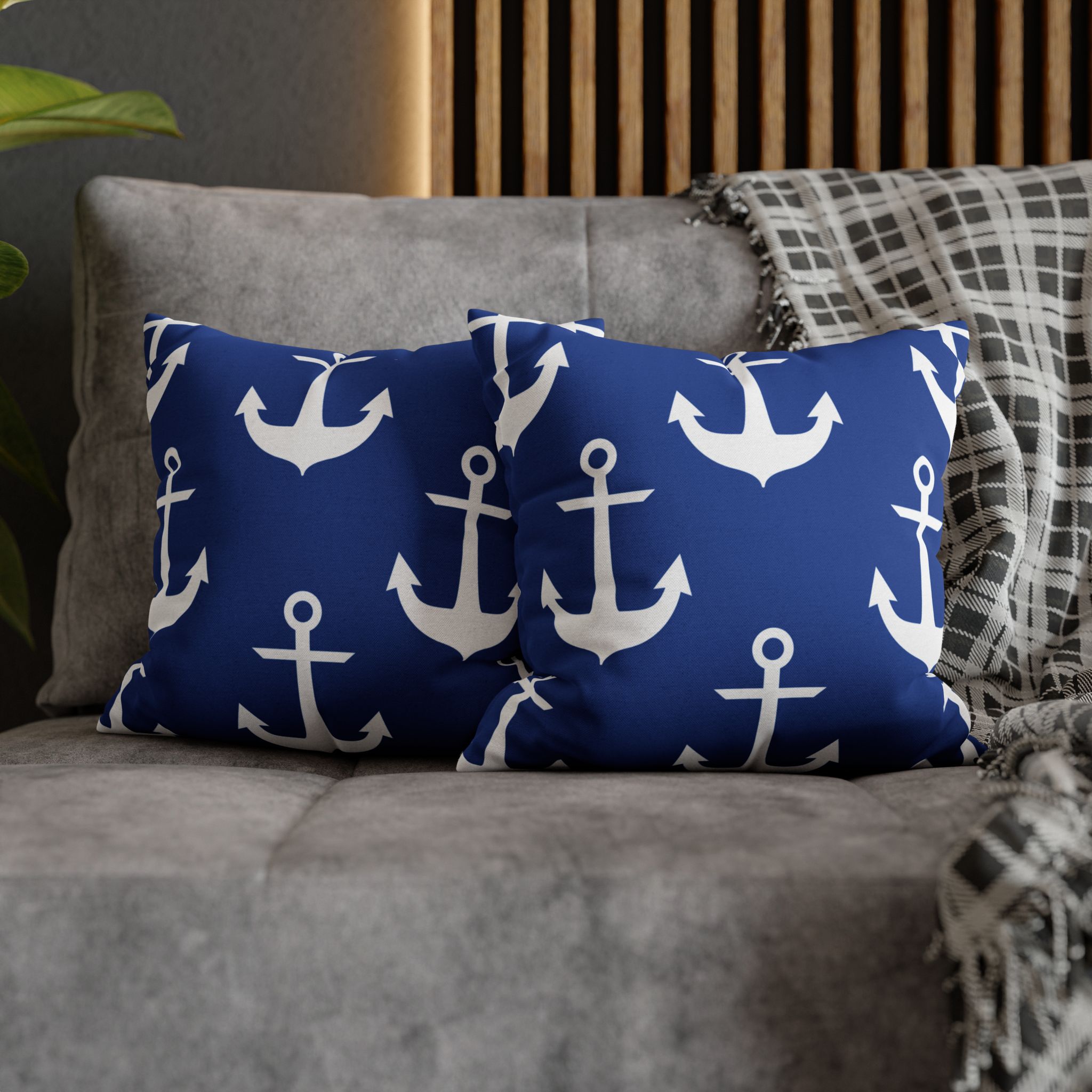 Nautical Deep Blue Anchor Accent Pillows, 4 sizes product thumbnail image Nautical Deep Blue Anchor Accent Pillows, 4 sizes product thumbnail image