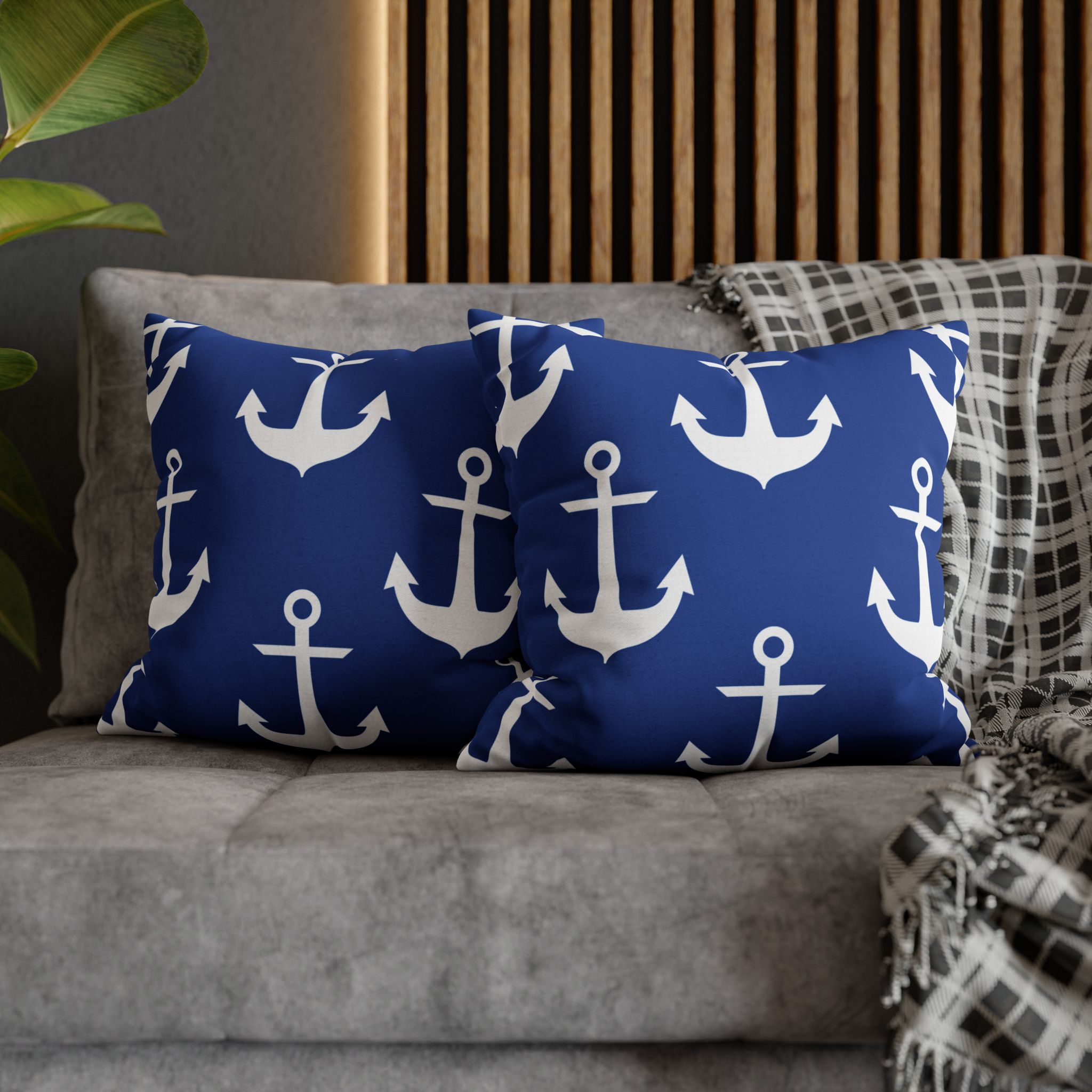 Nautical Deep Blue Anchor Accent Pillows, 4 sizes product thumbnail image Nautical Deep Blue Anchor Accent Pillows, 4 sizes product thumbnail image