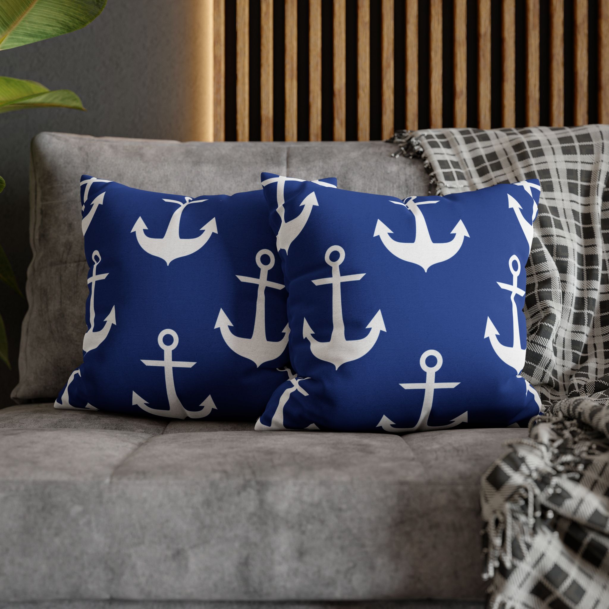 Nautical Deep Blue Anchor Accent Pillows, 4 sizes product thumbnail image