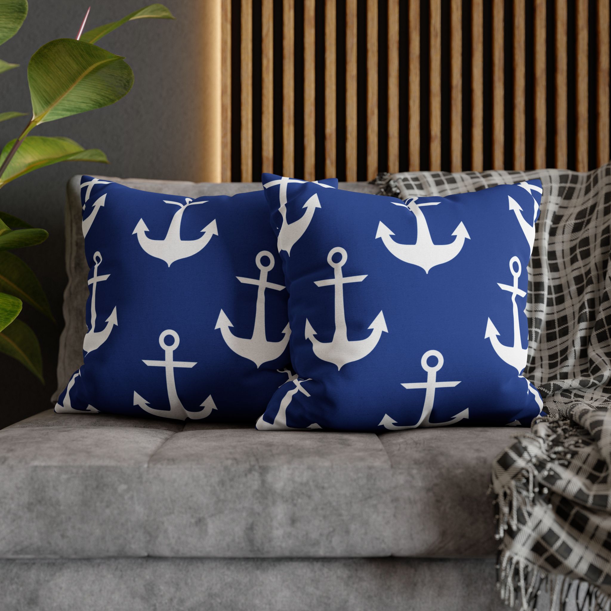 Nautical Deep Blue Anchor Accent Pillows, 4 sizes product thumbnail image