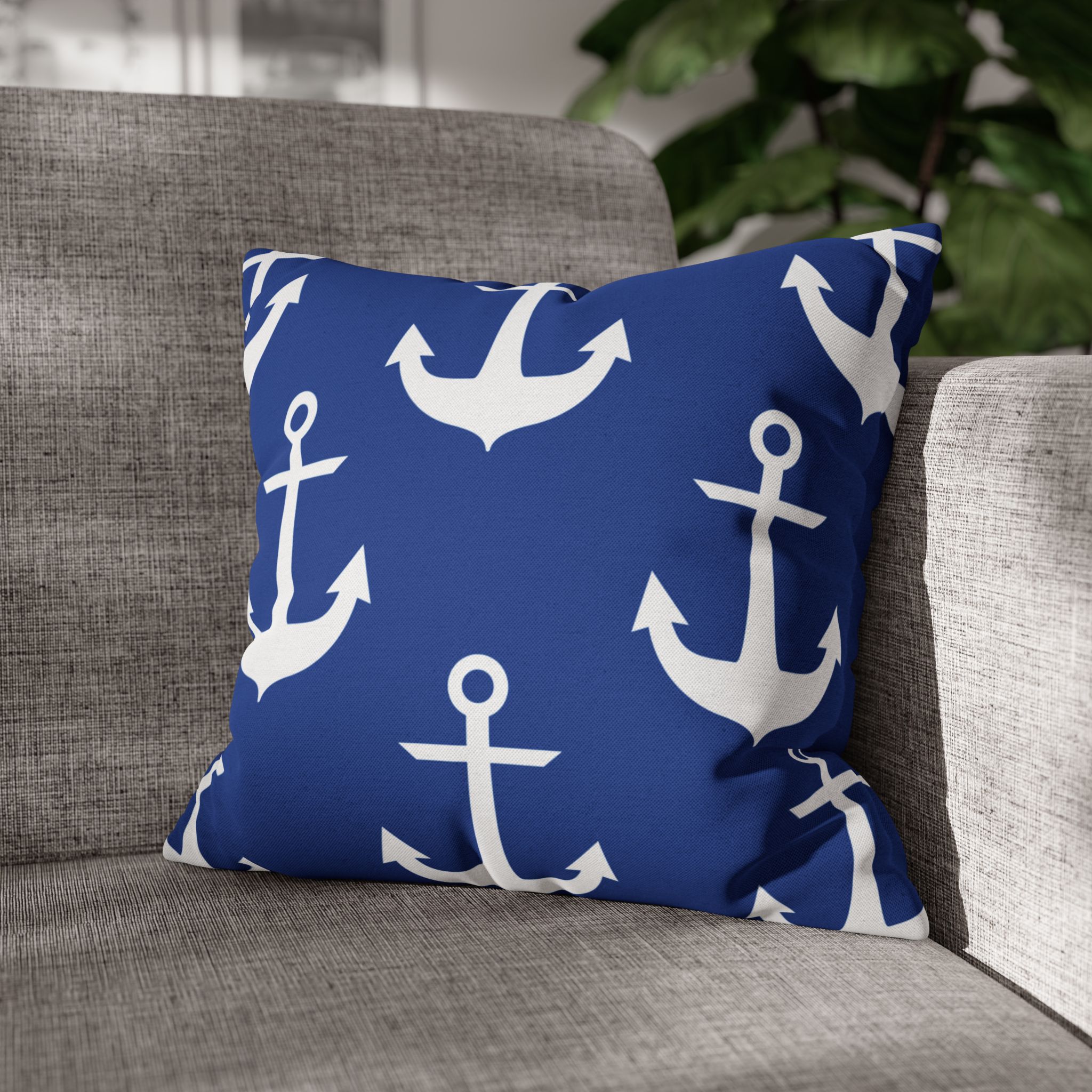 Nautical Deep Blue Anchor Accent Pillows, 4 sizes product thumbnail image
