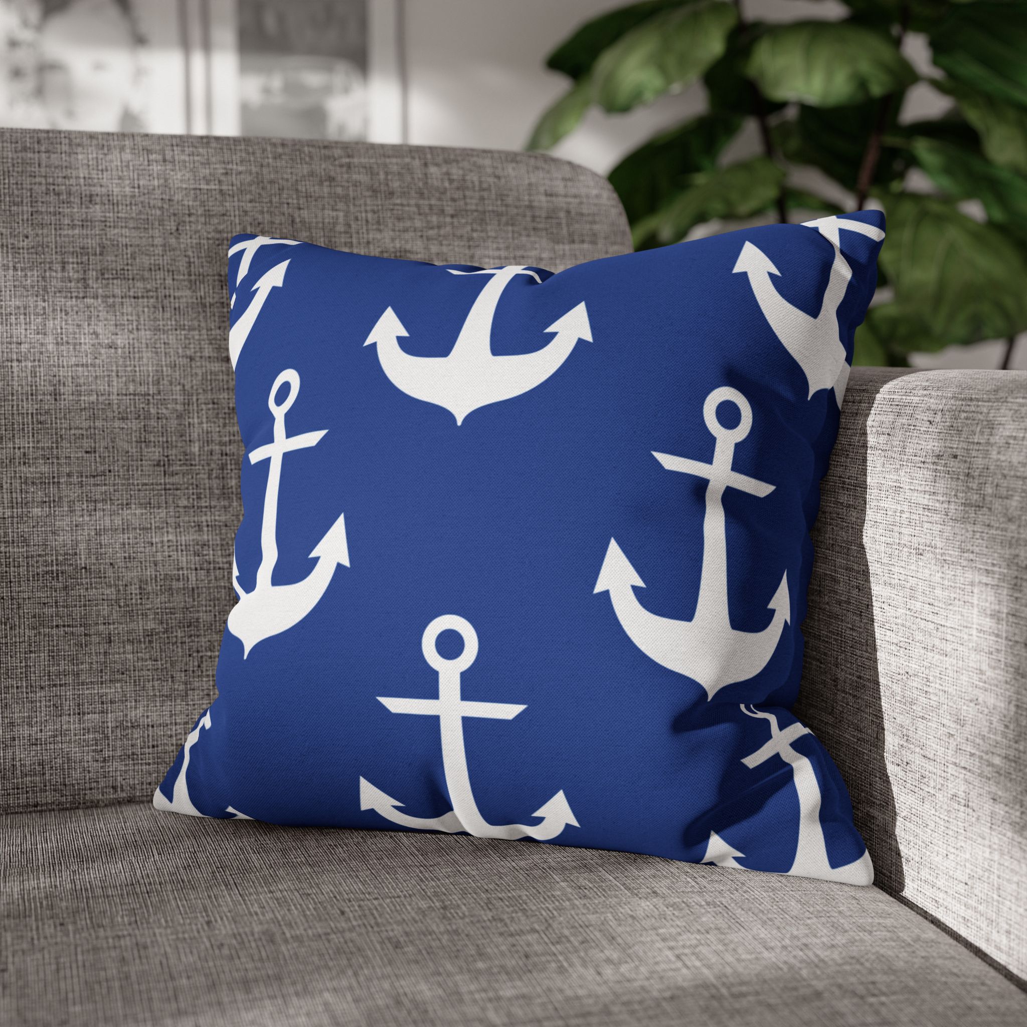 Nautical Deep Blue Anchor Accent Pillows, 4 sizes product thumbnail image