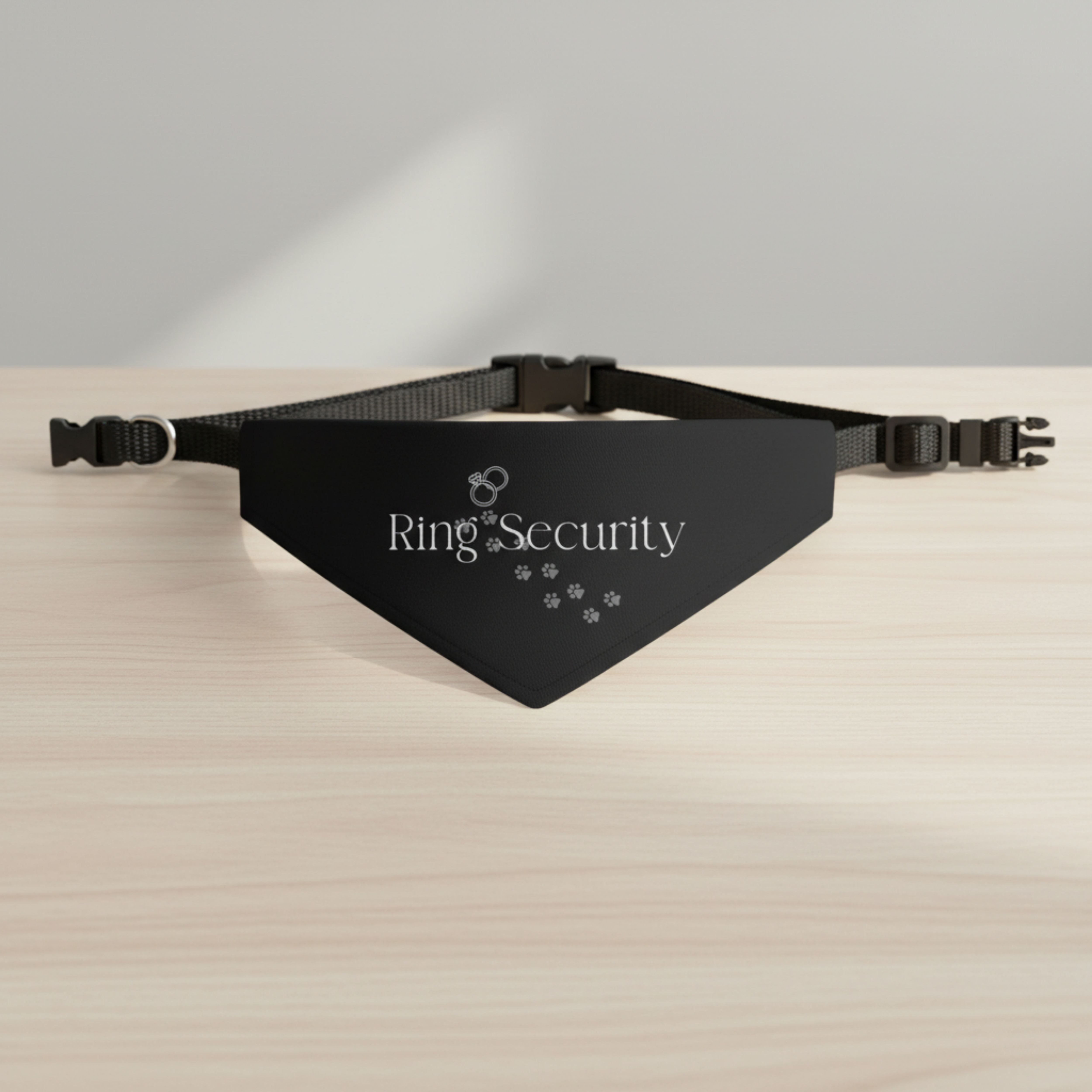 Ring Security Pet Bandana Collar — Black Paw Print Dog Bandana product thumbnail image Ring Security Pet Bandana Collar — Black Paw Print Dog Bandana product thumbnail image