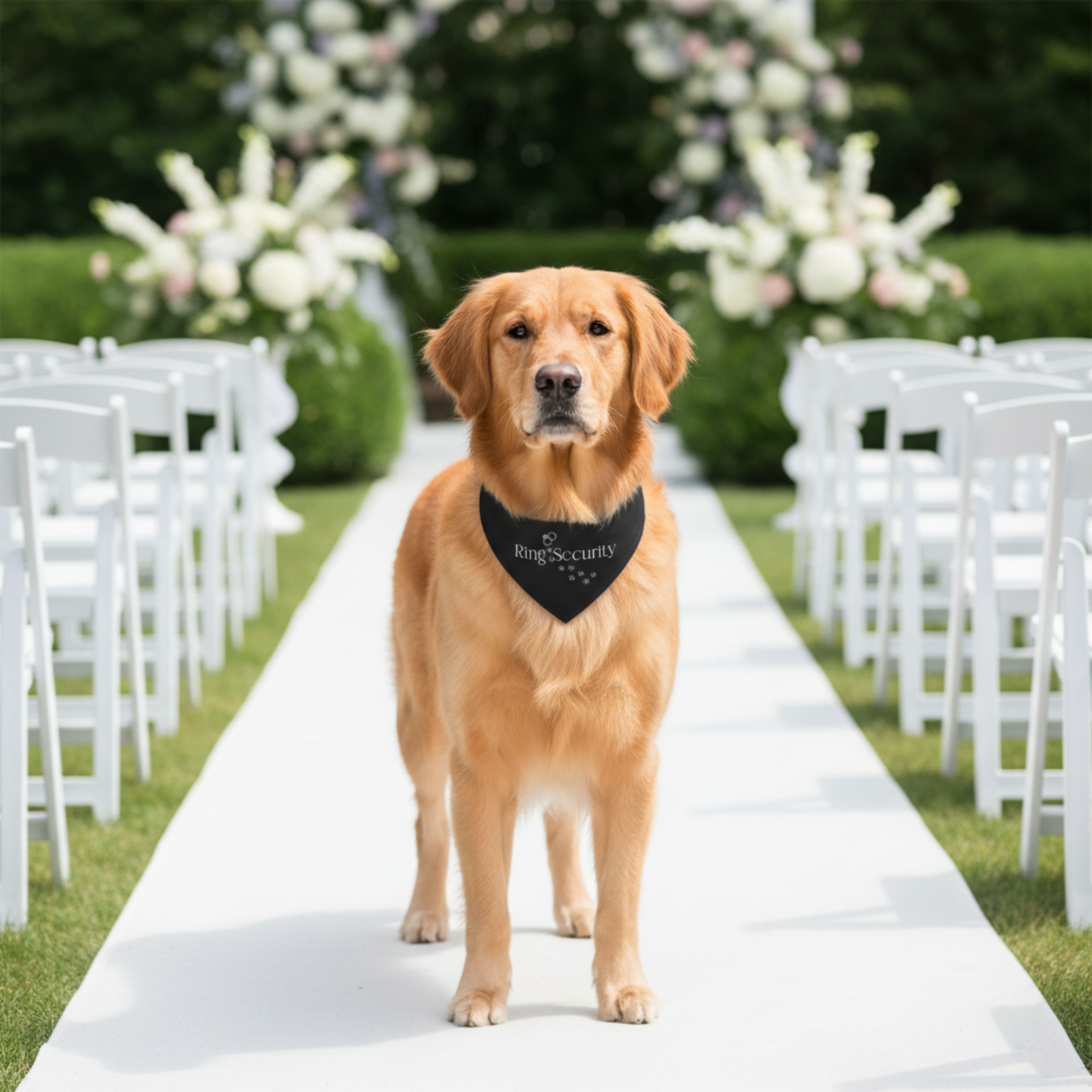 Ring Security Pet Bandana Collar — Black Paw Print Dog Bandana product thumbnail image