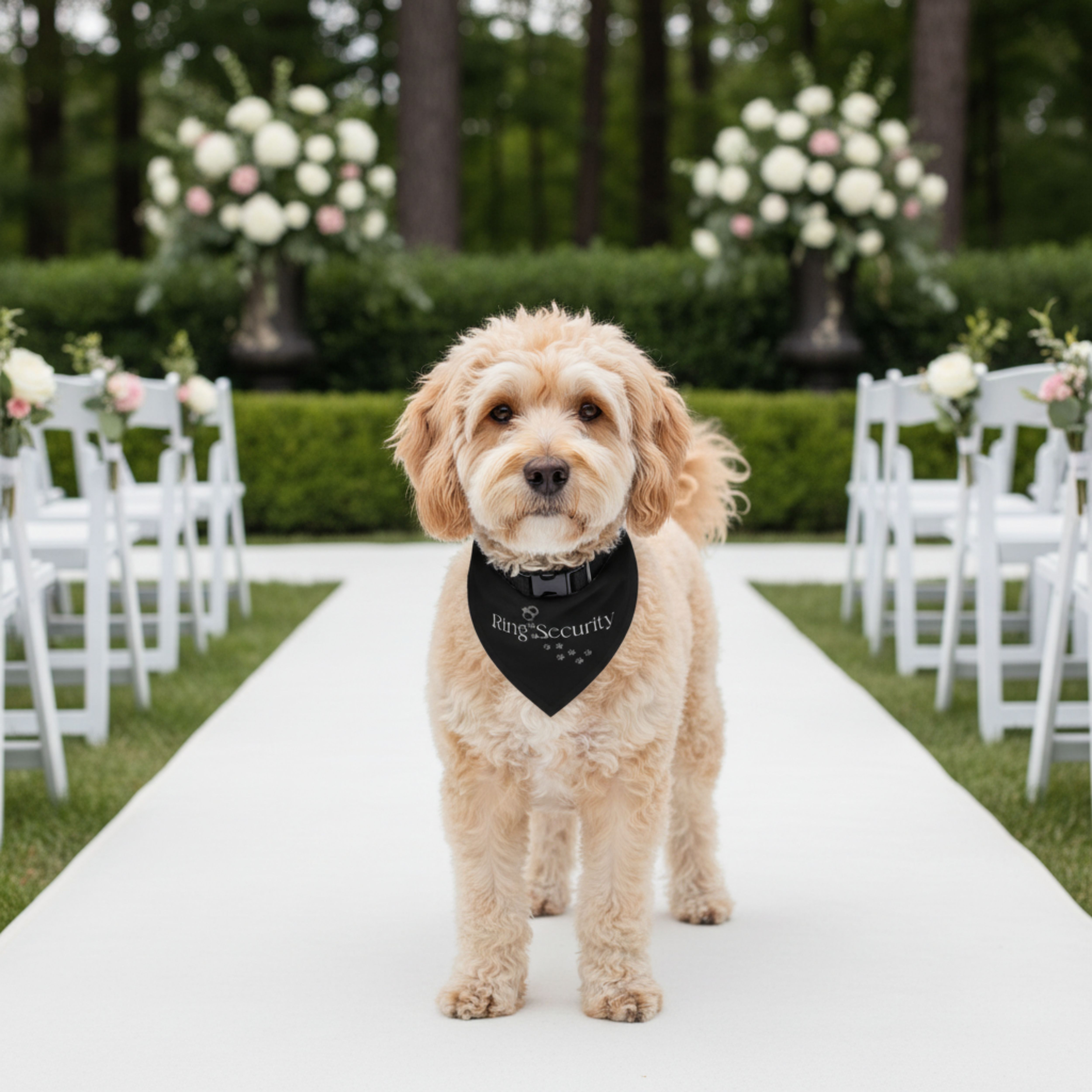 Ring Security Pet Bandana Collar — Black Paw Print Dog Bandana product thumbnail image
