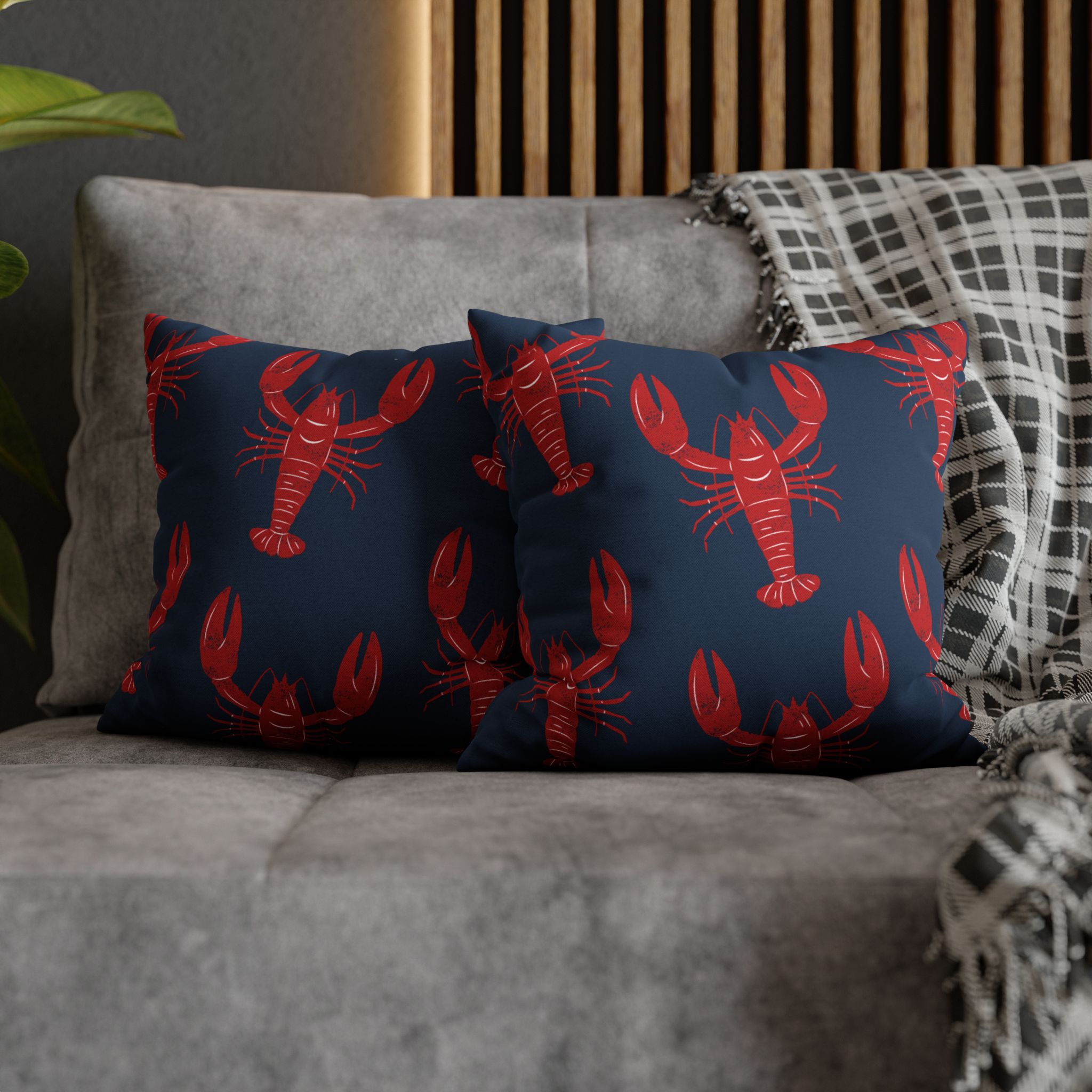 Red &amp; Blue Lobster Coastal Cottage Pillows, 4 sizes product thumbnail image